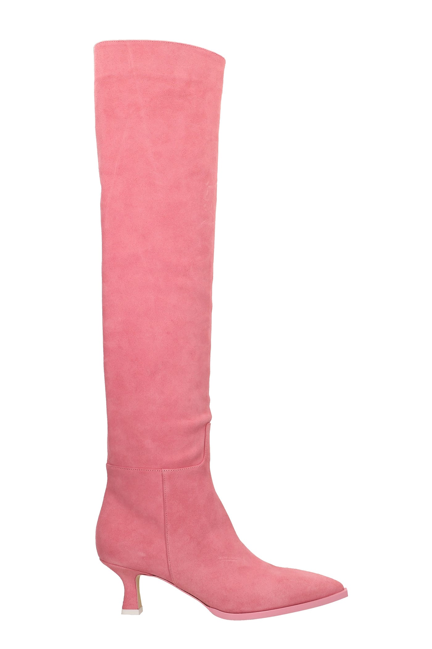 3JUIN Bea-s 055 High Heels Boots In Rose-pink Suede