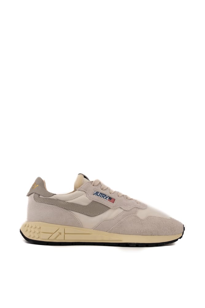Autry Reelwind Low Sneakers In Nylon And Suede In Beige