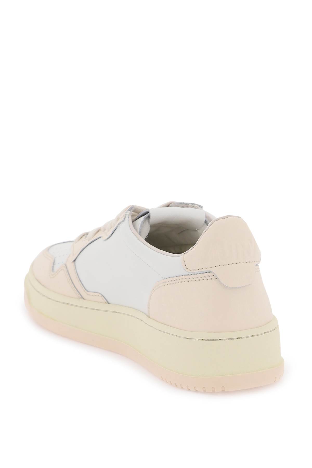 Shop Autry Leather Medalist Low Sneakers In White Denim