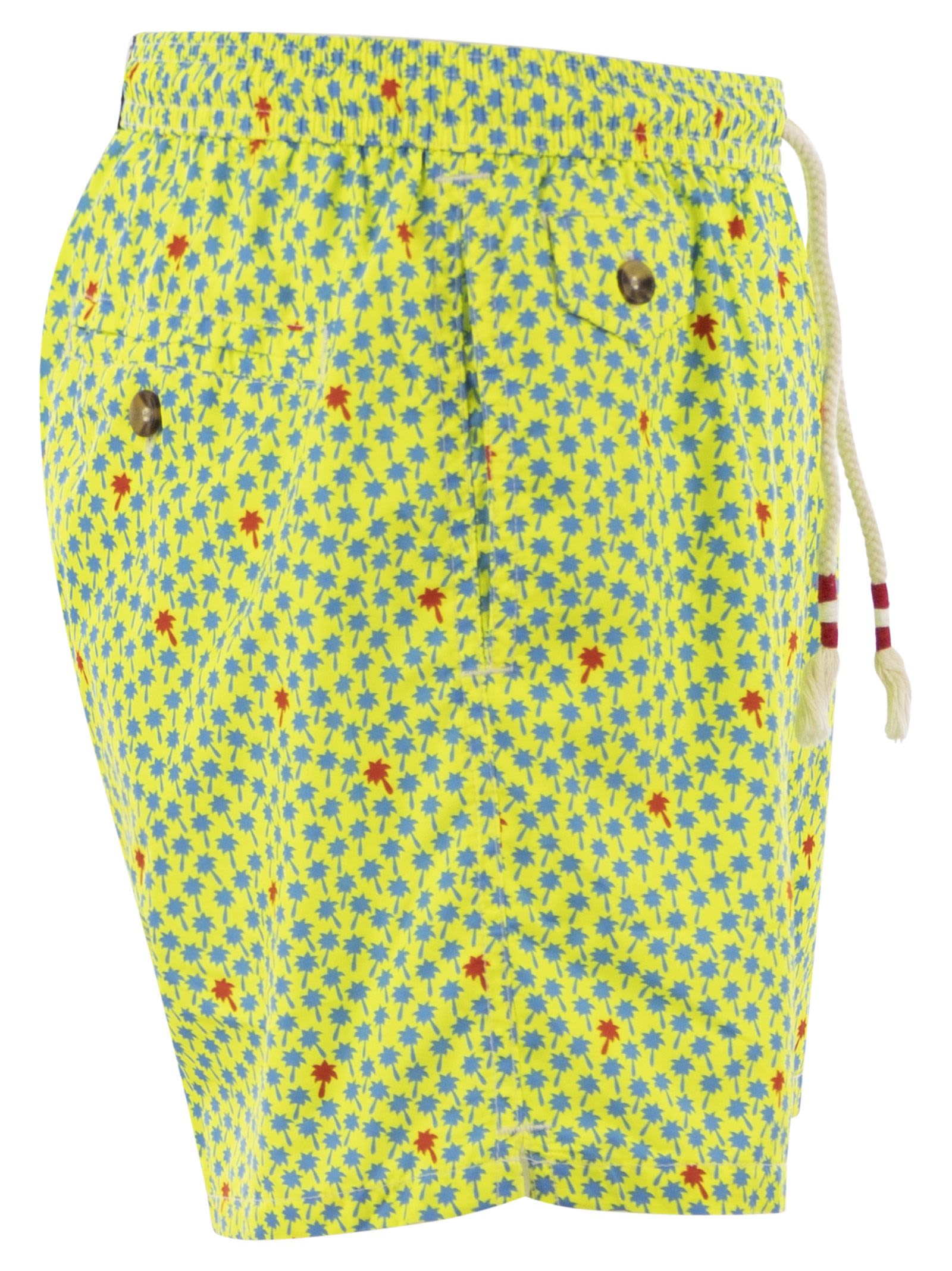 Mc2 Saint Barth Lightweight Fabric Swimming Costume With Print In Yellow