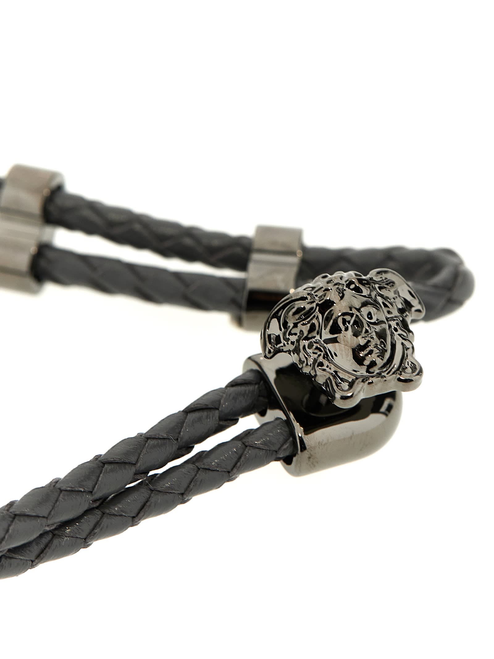 Shop Versace La Medusa Bracelet In Charcoal Melange Rutenium Ultra Black