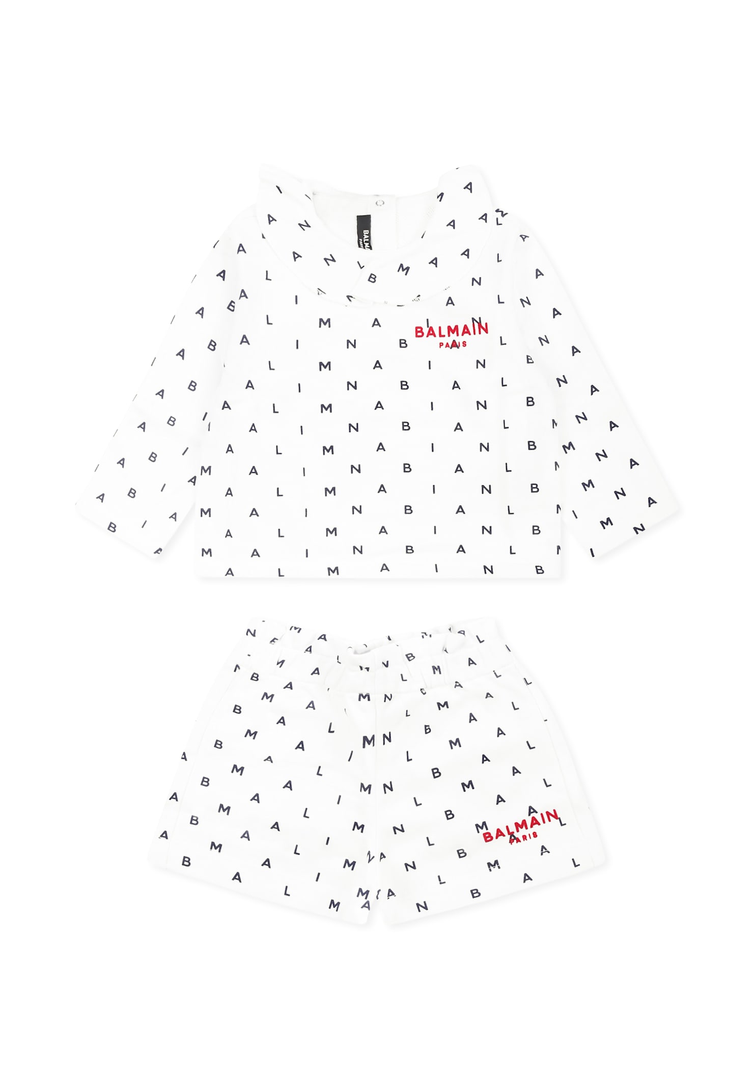 Balmain White Suit For Baby Girl With Logo In White
