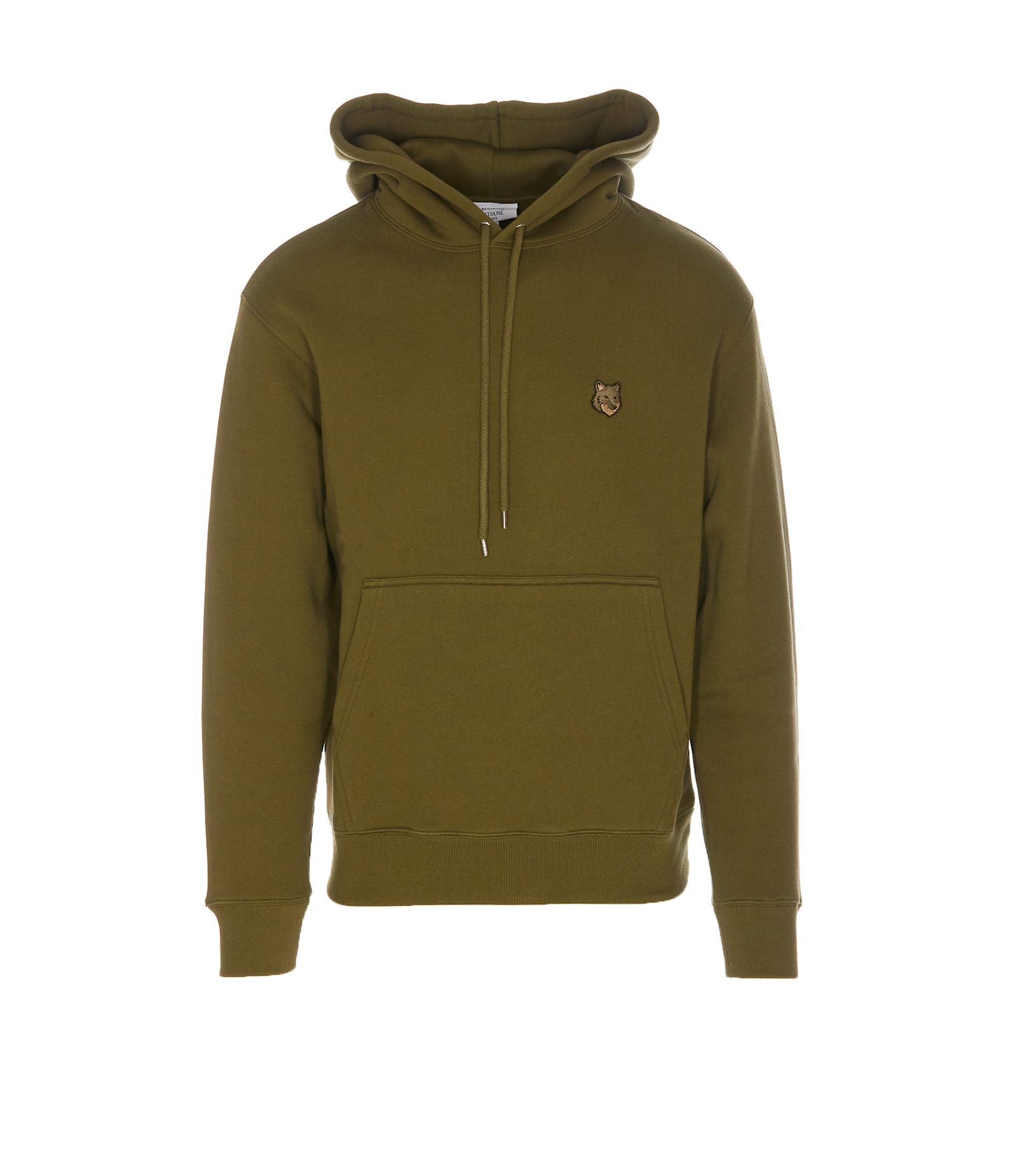 Shop Maison Kitsuné Fox Head Patch Logo Hoodie In Green