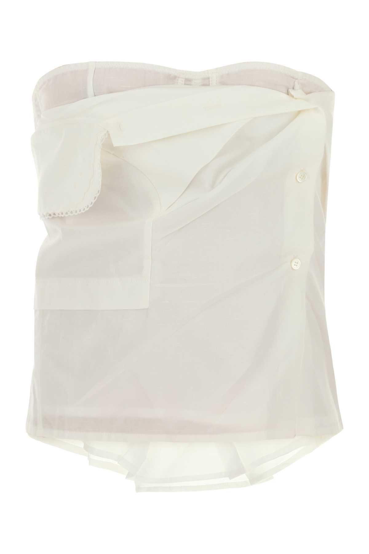 Miu Miu Asymmetric Strapless Top Featuring Button Accents In Animal Print
