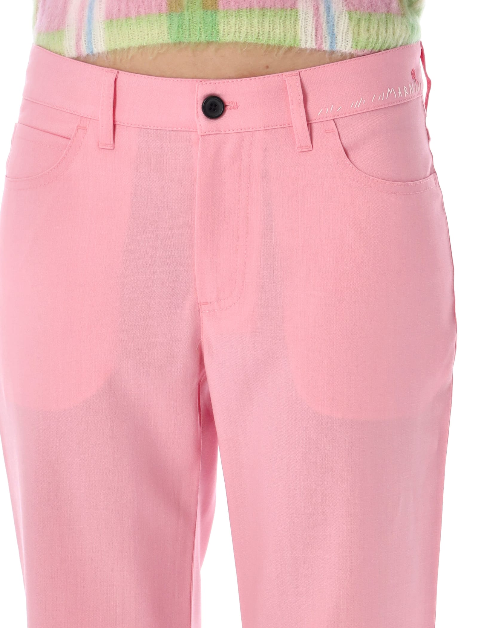 Shop Marni Cool Wool Trousers In Pink Gummy