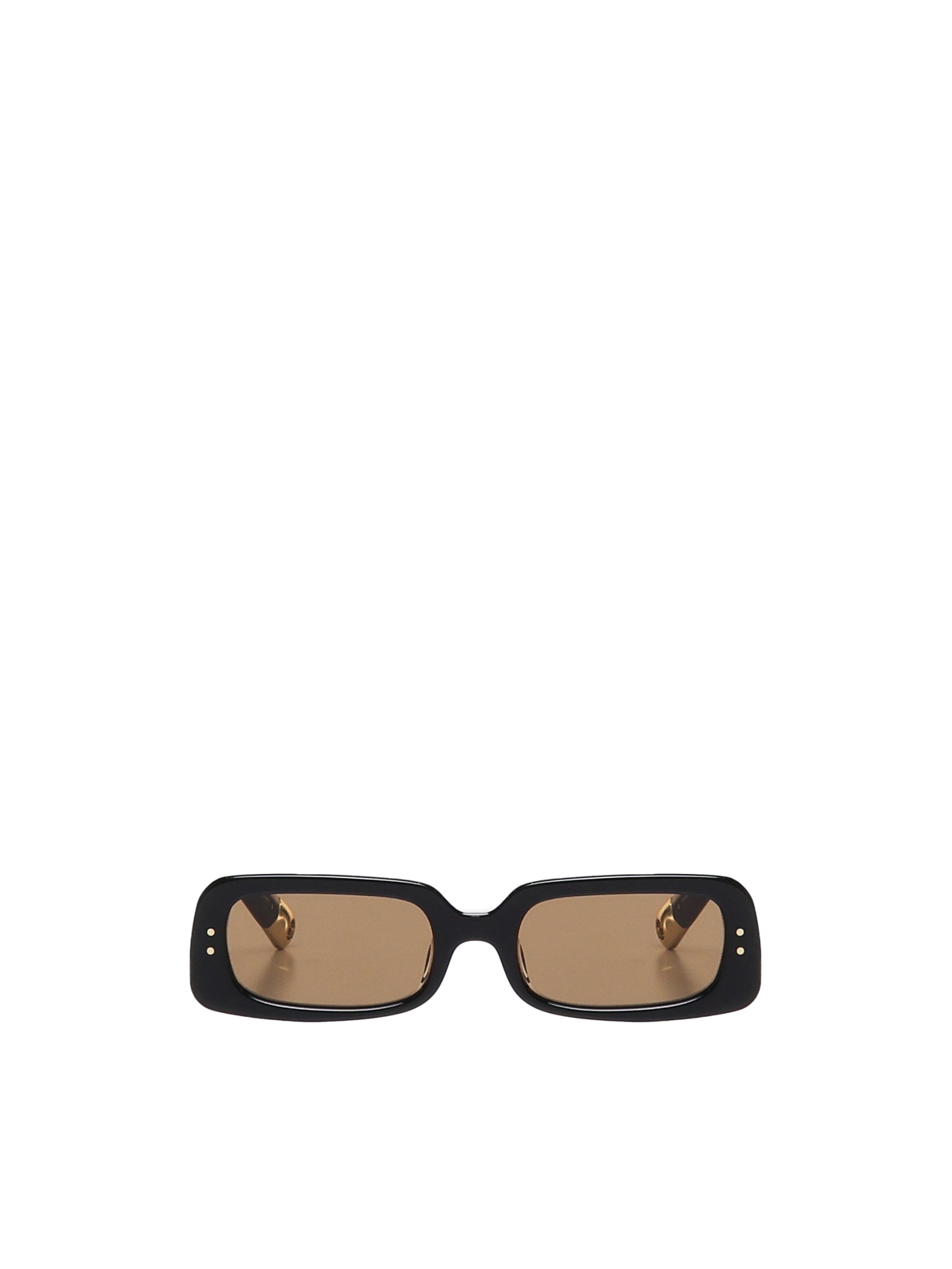 Shop Jacquemus Ovalo Sunglasses In Acetate In Azzuro Black Yellow Gold