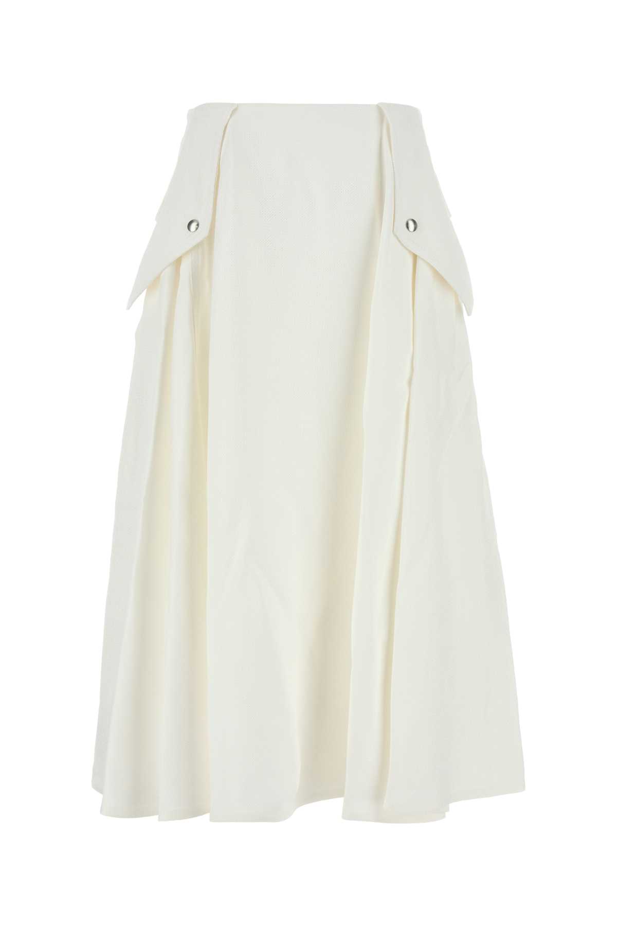 Bottega Veneta White Viscose Blend Skirt In Neutral