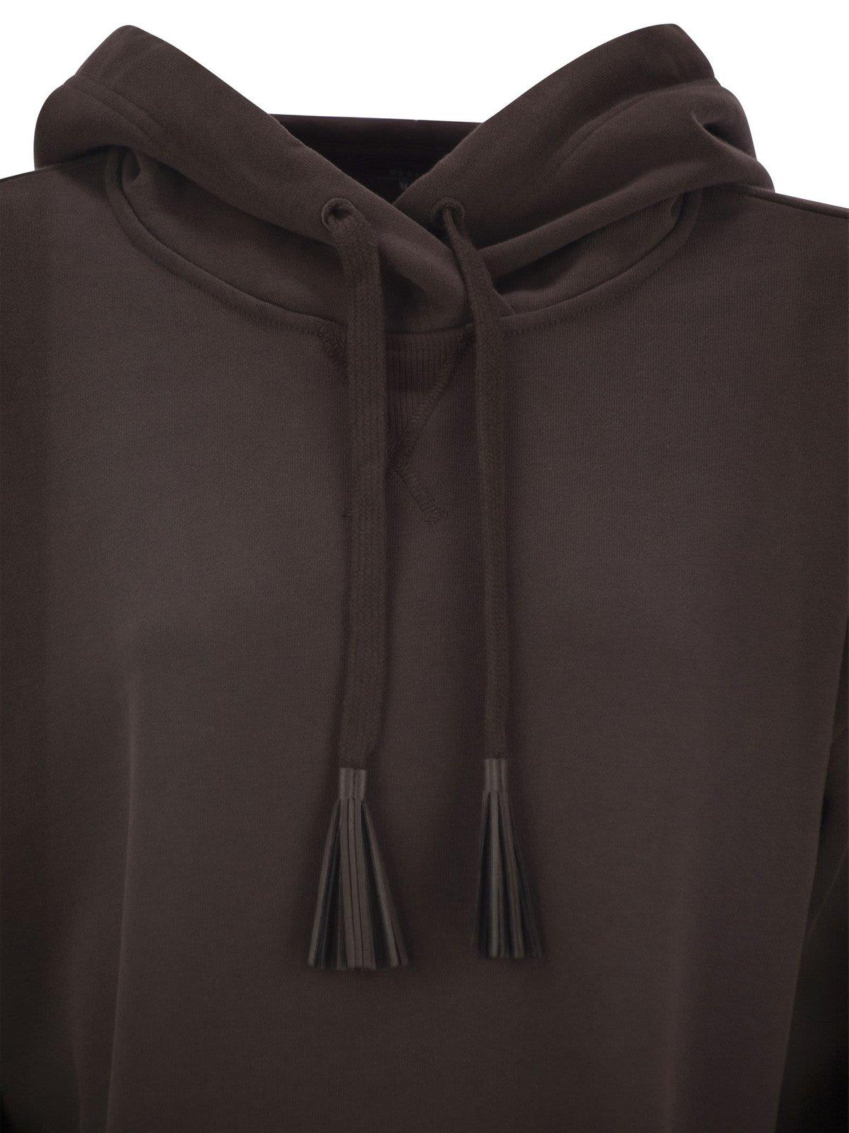 Shop Weekend Max Mara Drawstring Long-sleeved Hoodie In Brown