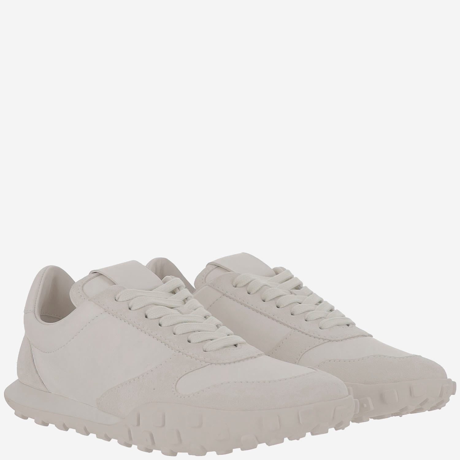 Jil Sander Satin-effect Nylon Sneakers With Suede Trim And Rubber Sole In Neutral