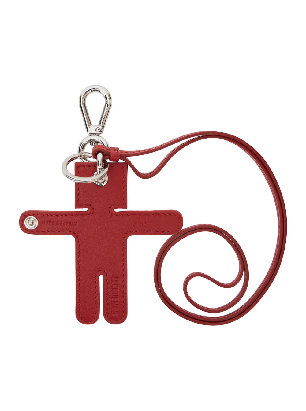 le Amico Red Keychain With Adjustable Neck Band In Leather Man