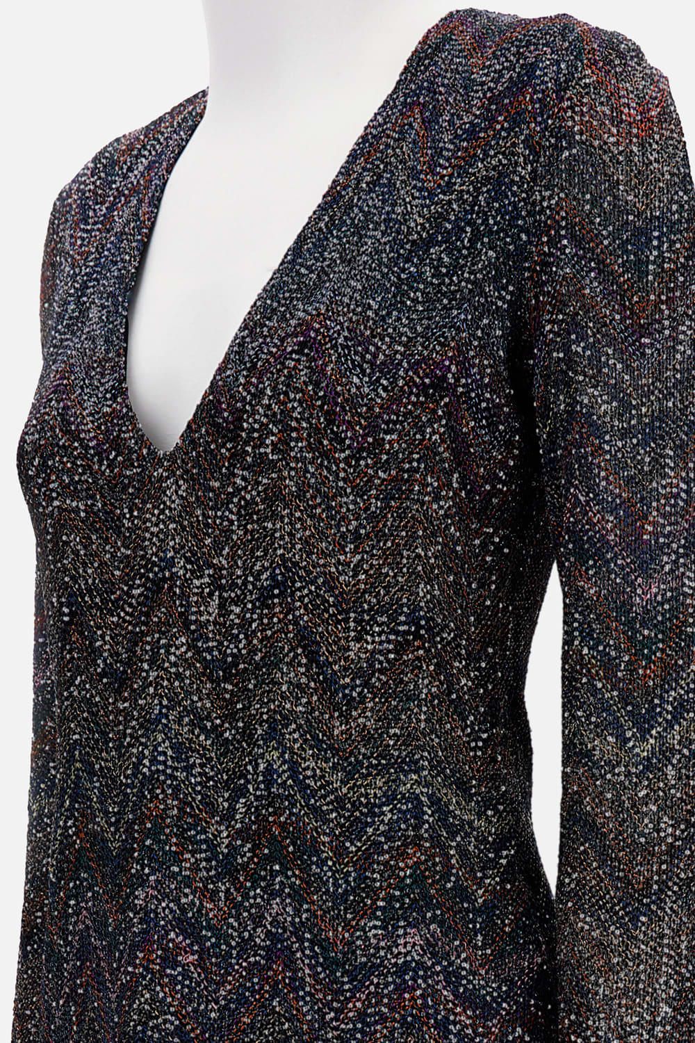 Missoni Fitted Mini Dress With Multicolored Zigzag In Multi