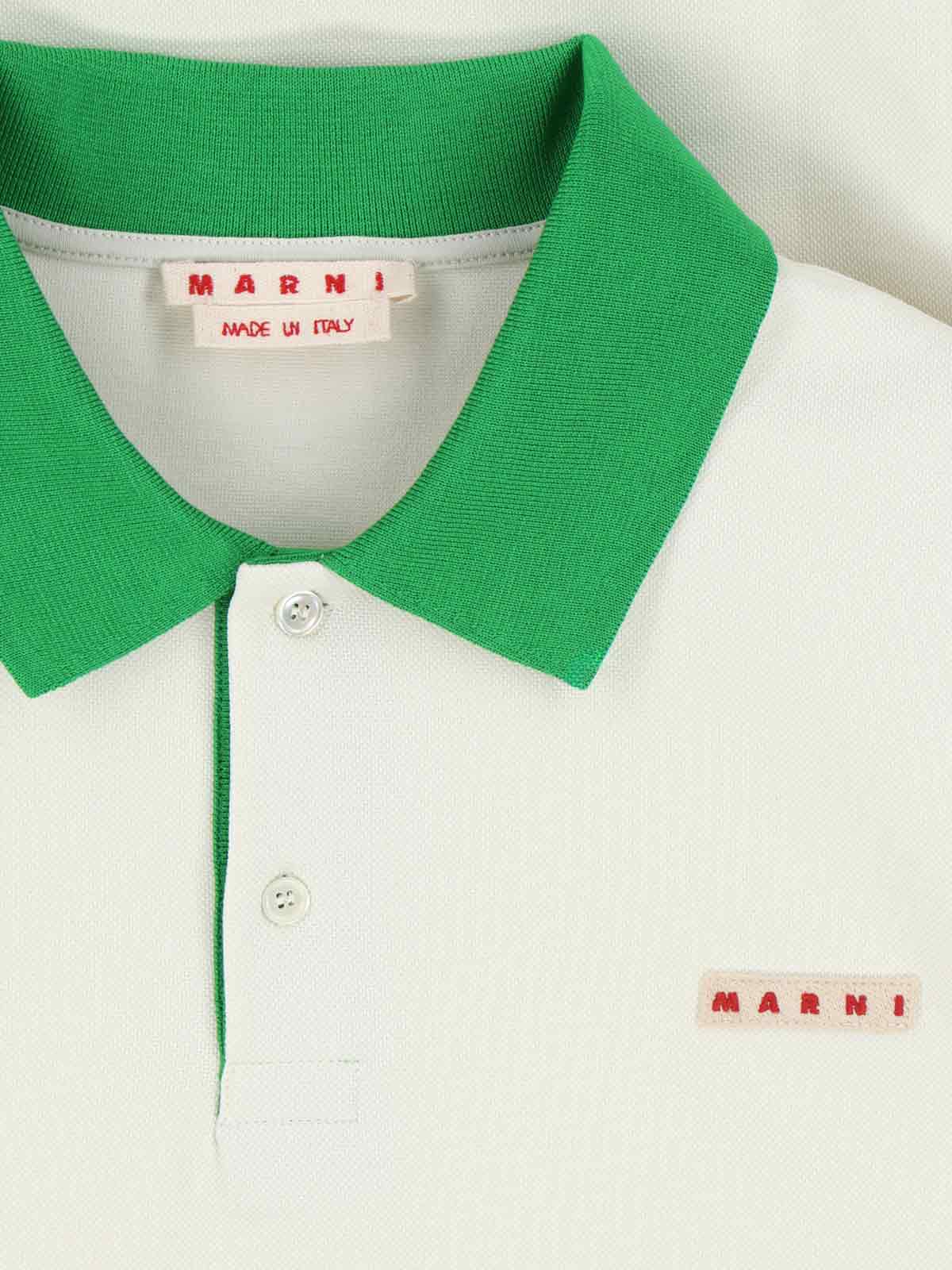 Marni Cotton Blend Polo Shirt With Contrasting Collar In White
