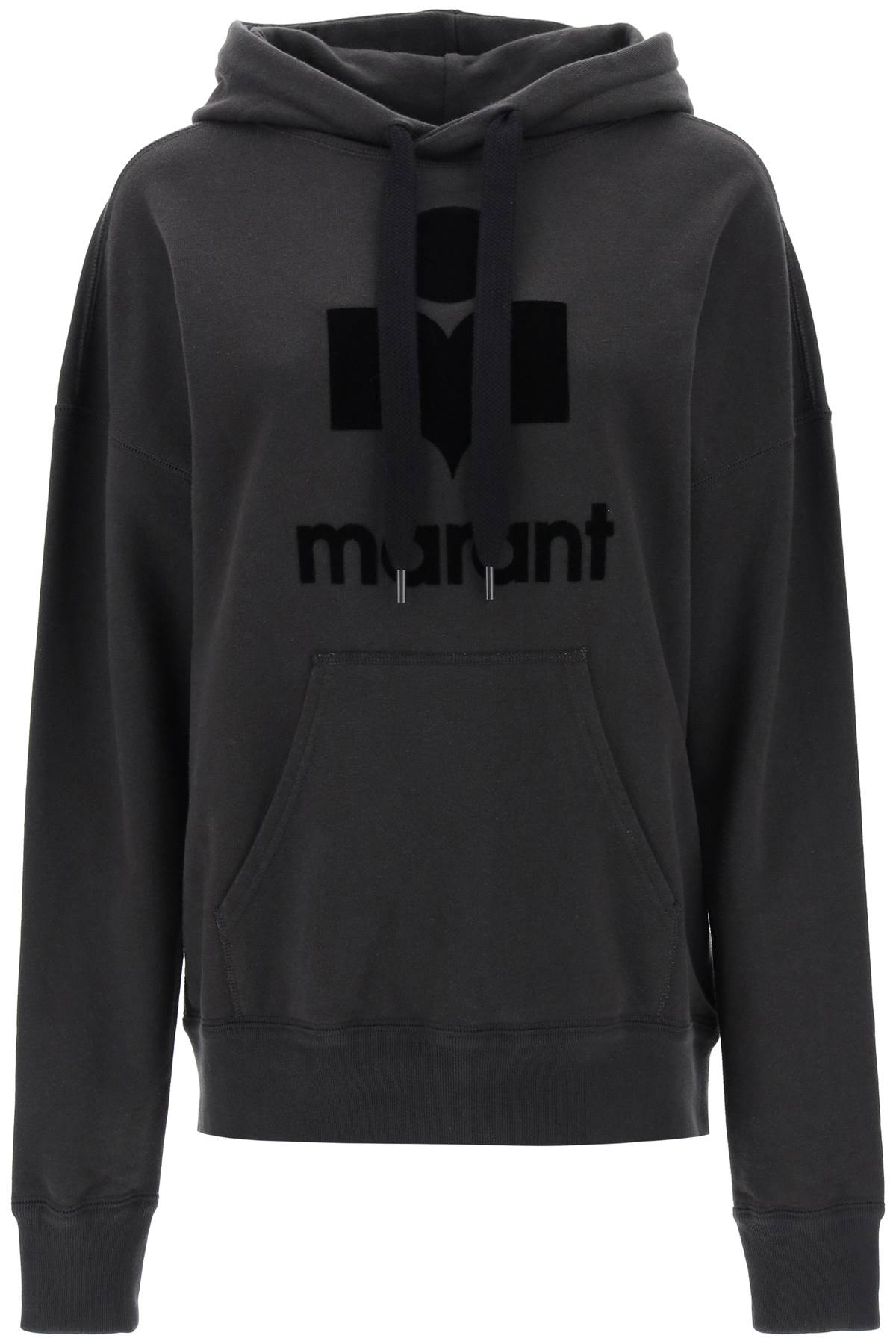 Shop Marant Etoile Mansel Hoodie With Flocked Logo In Antracite