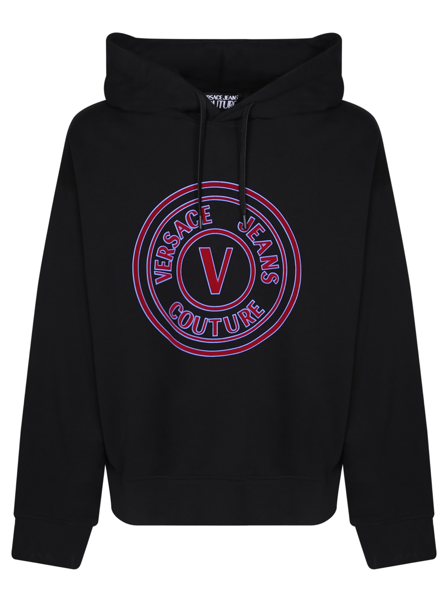 Shop Versace Jeans Couture Frontal Logo Black Hoodie By