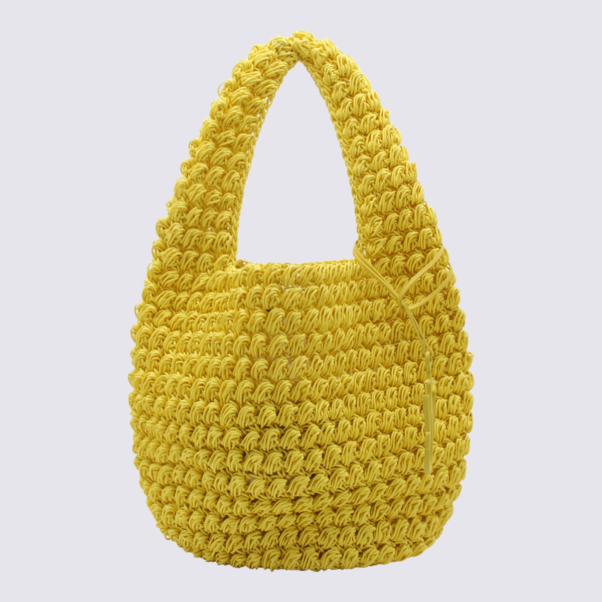 Shop Jw Anderson Yellow Cotton Popcorn Basket Tote Bag