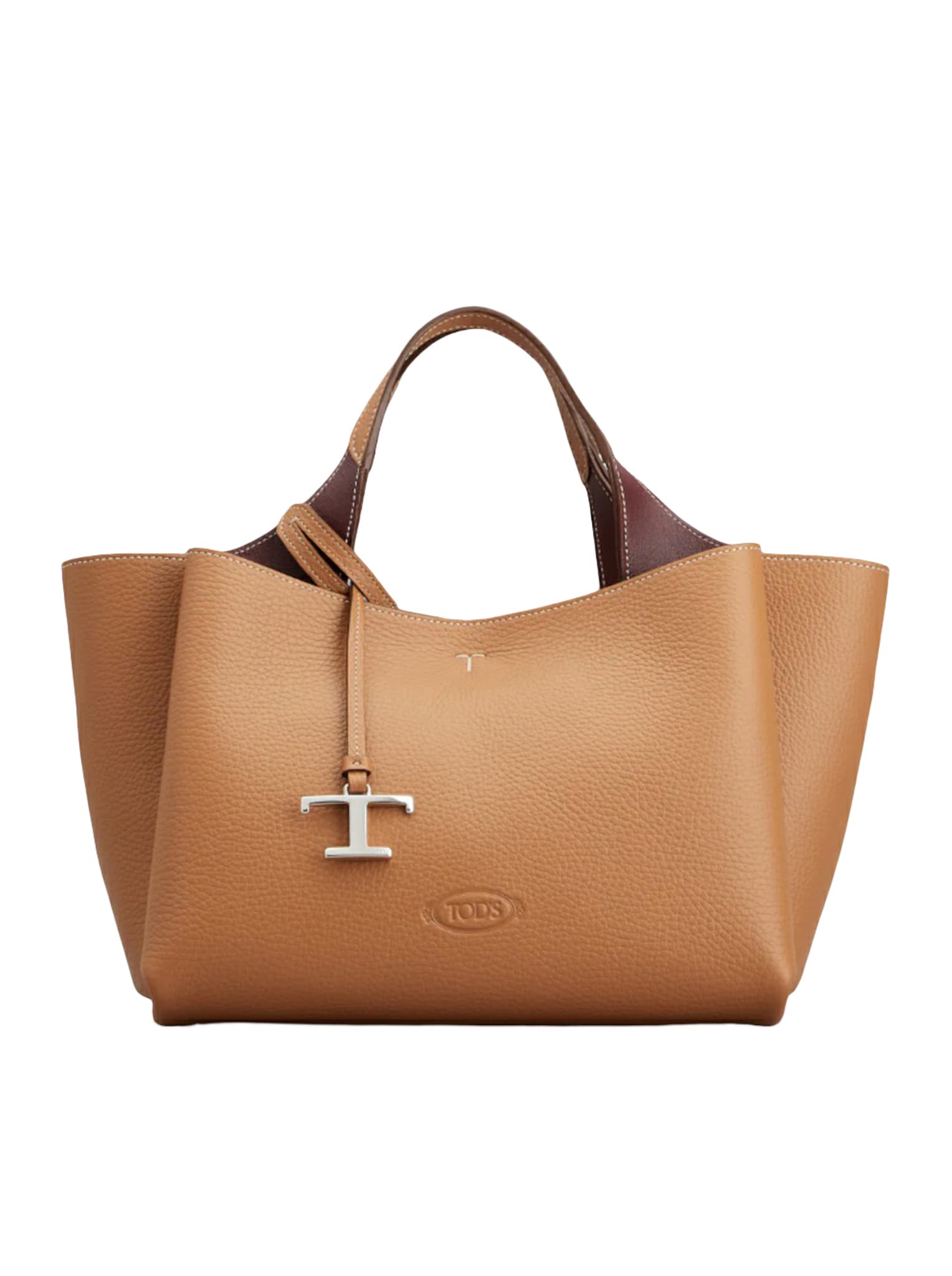 Tod's Florida Double Apa 2 Manici Mini Trac Pelle T Pend In Kenia Bordeaux