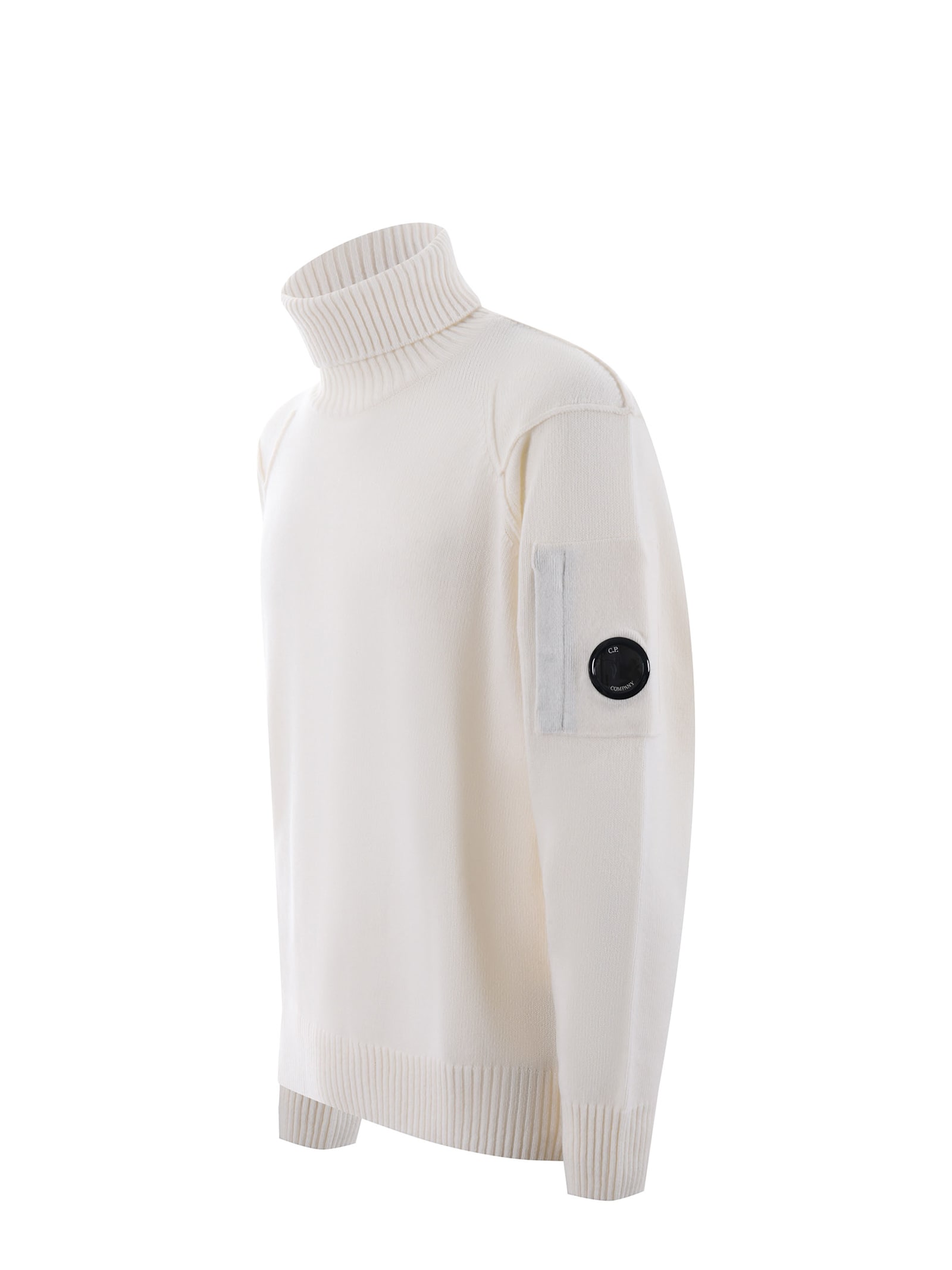 Shop C.p. Company Sweater  In Wool Blend In Cream