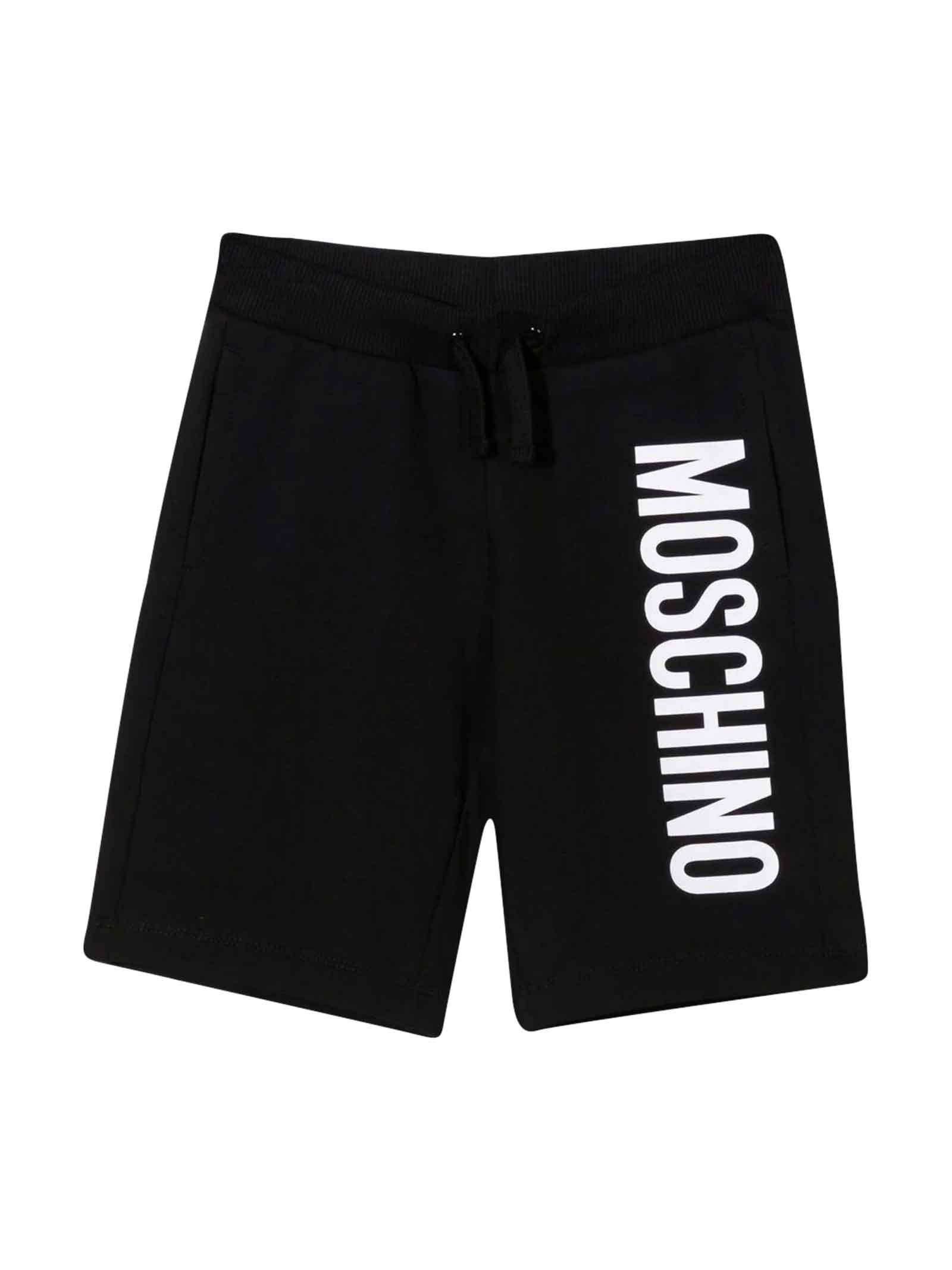 Moschino Black Bermuda Shorts With White Logo