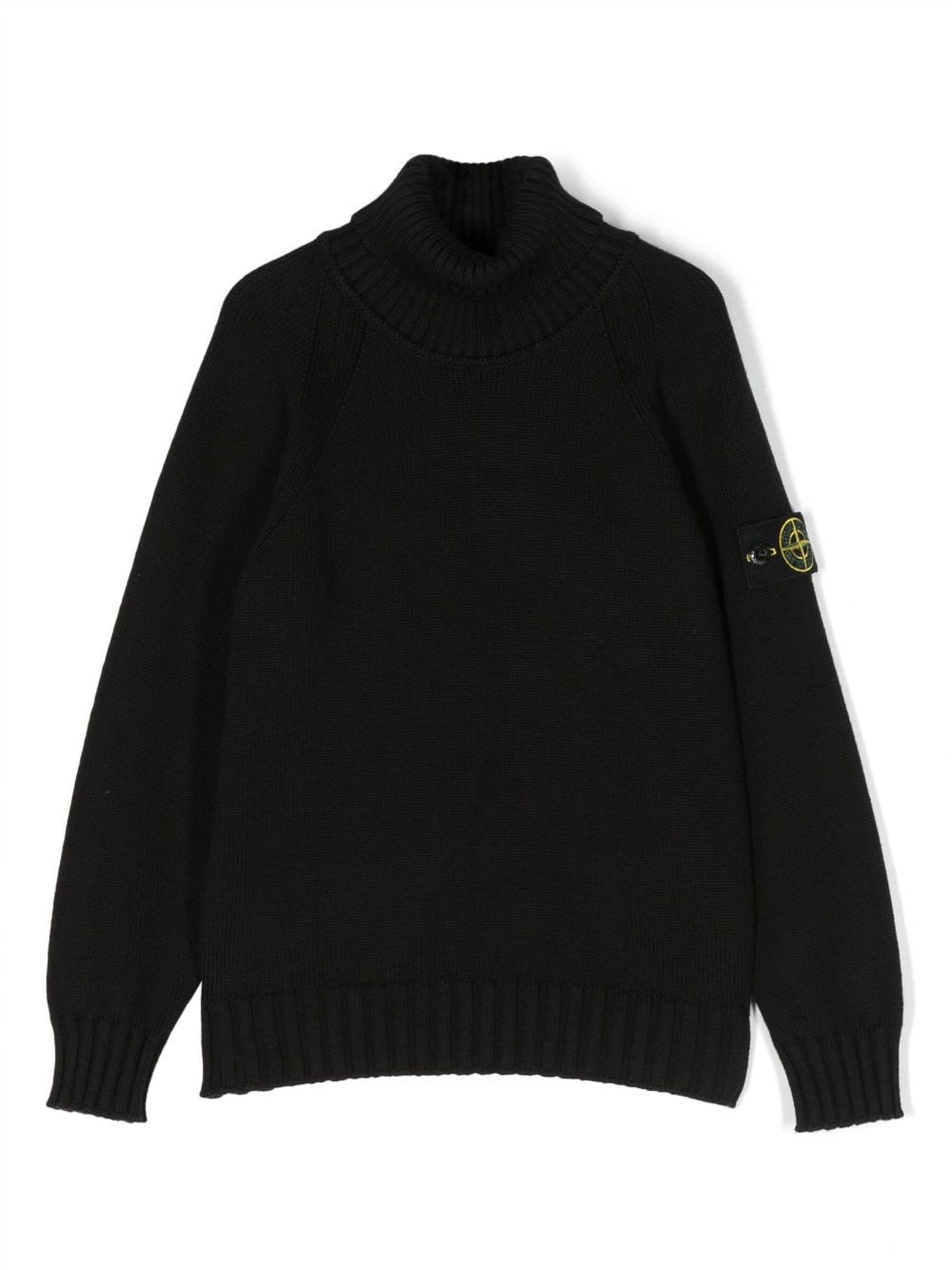 Stone Island Black Cotton Jumper In Nero