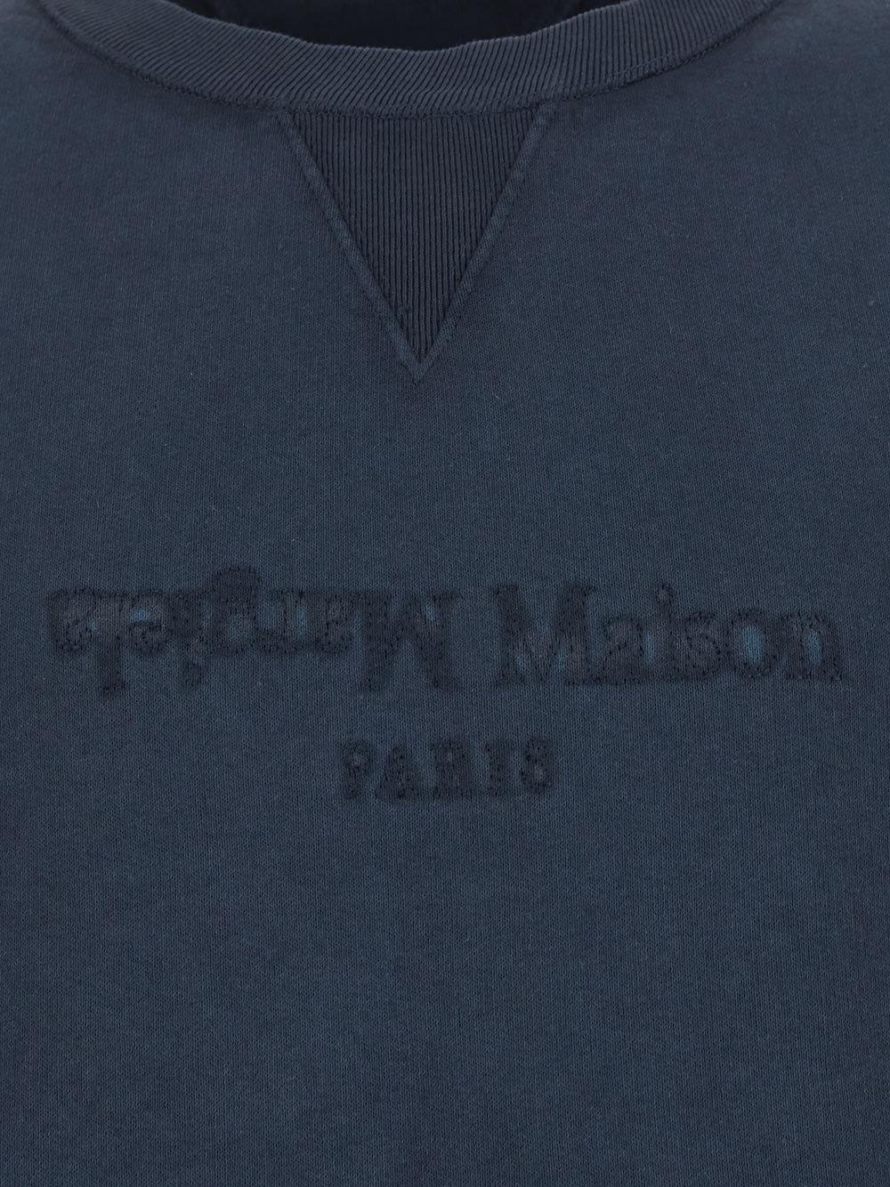Shop Maison Margiela Reverse Logo Sweatshirt In Blue