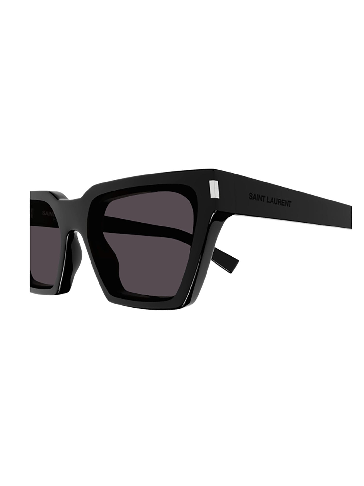 Saint Laurent Logo-engraved Cat-eye Sunglasses In Black