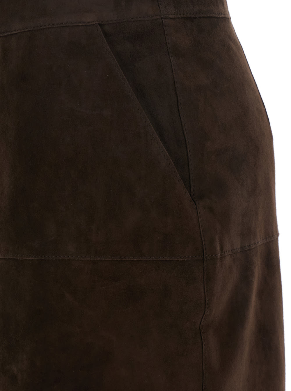 Shop P.a.r.o.s.h Brown Short Skirt With Side Pockets In Suede Woman
