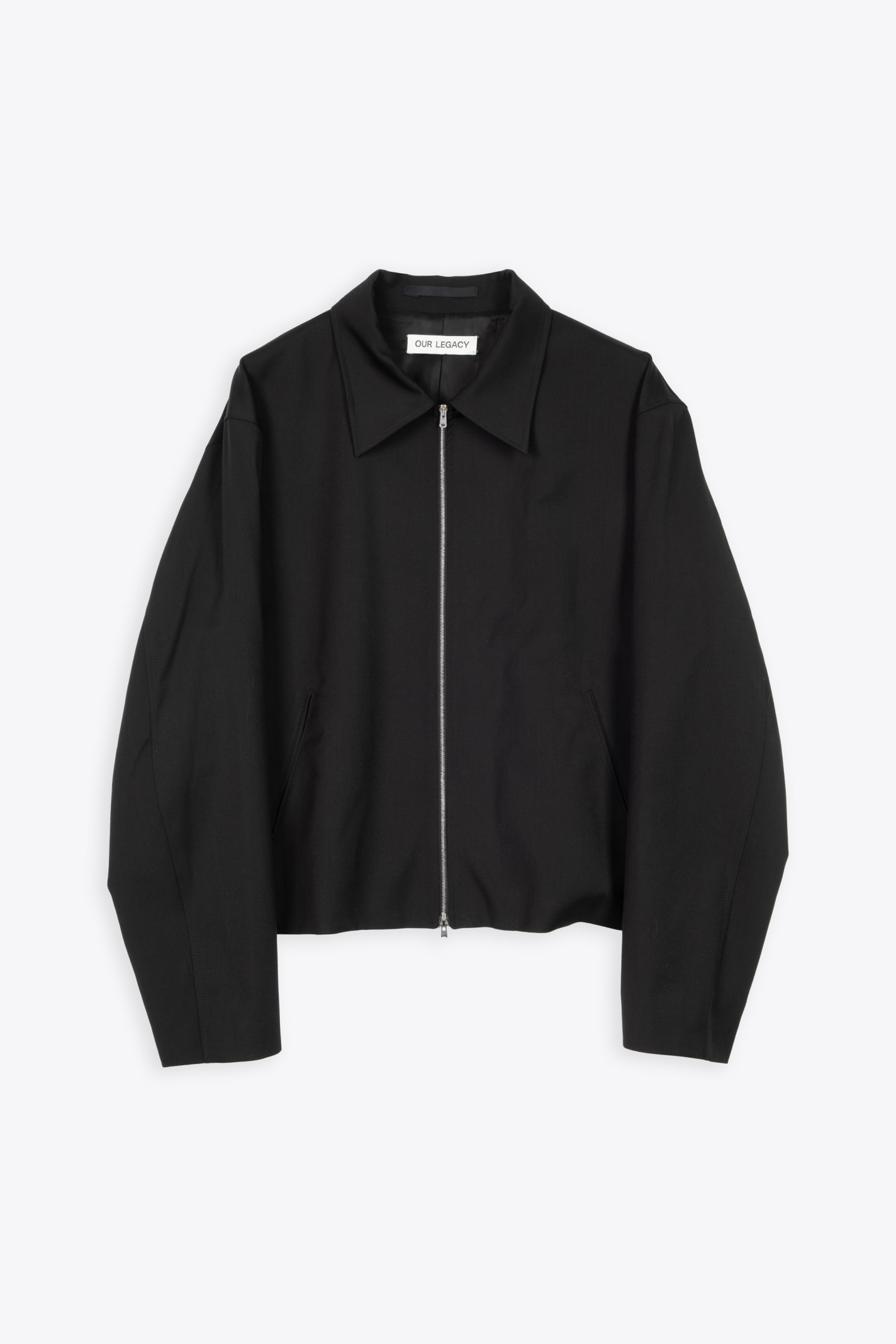 Mini Jacket Black wool tailored boxy jacket - Mini Jacket