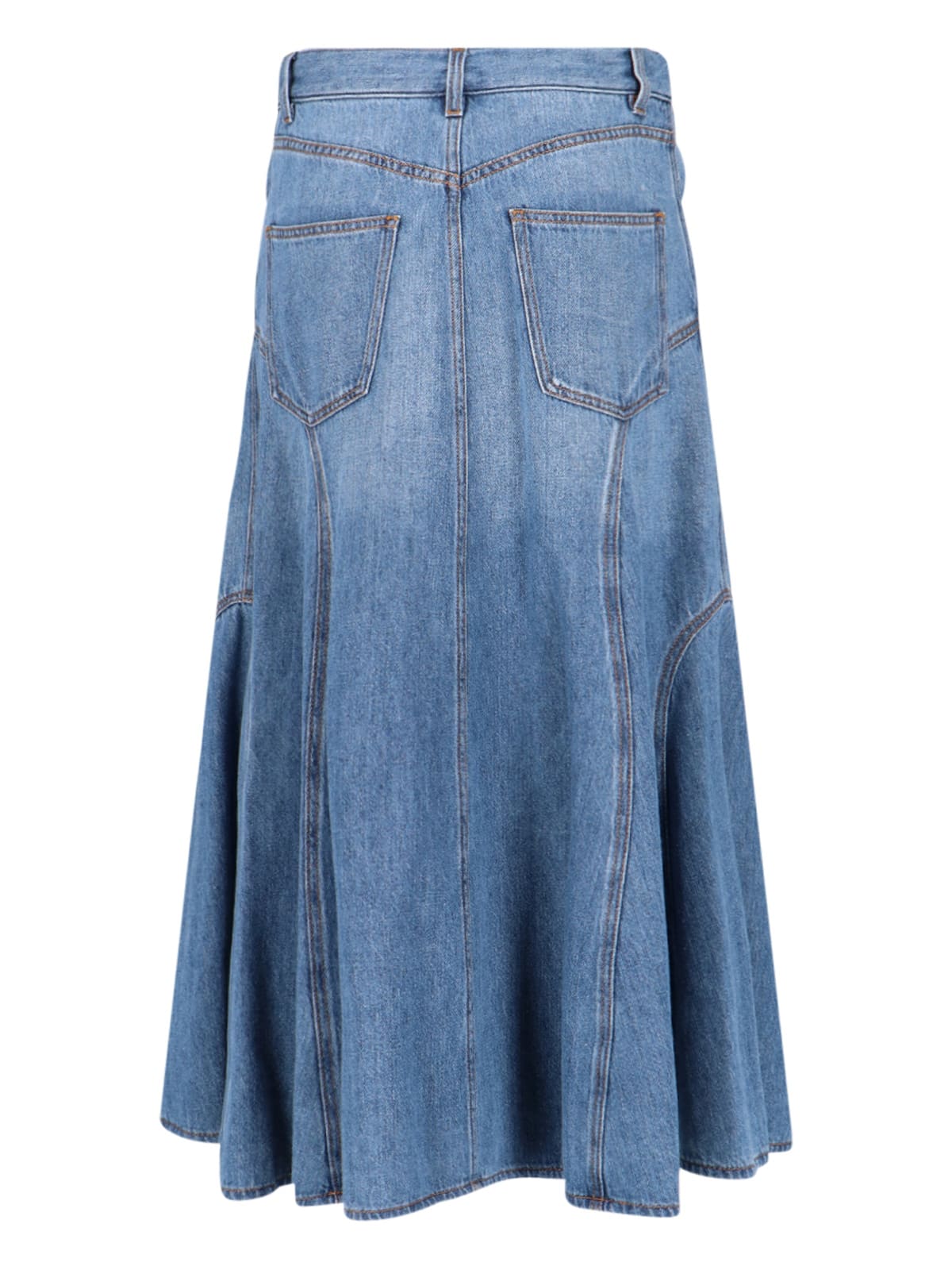 Shop Chloé Embroidery Midi Skirt In Blue