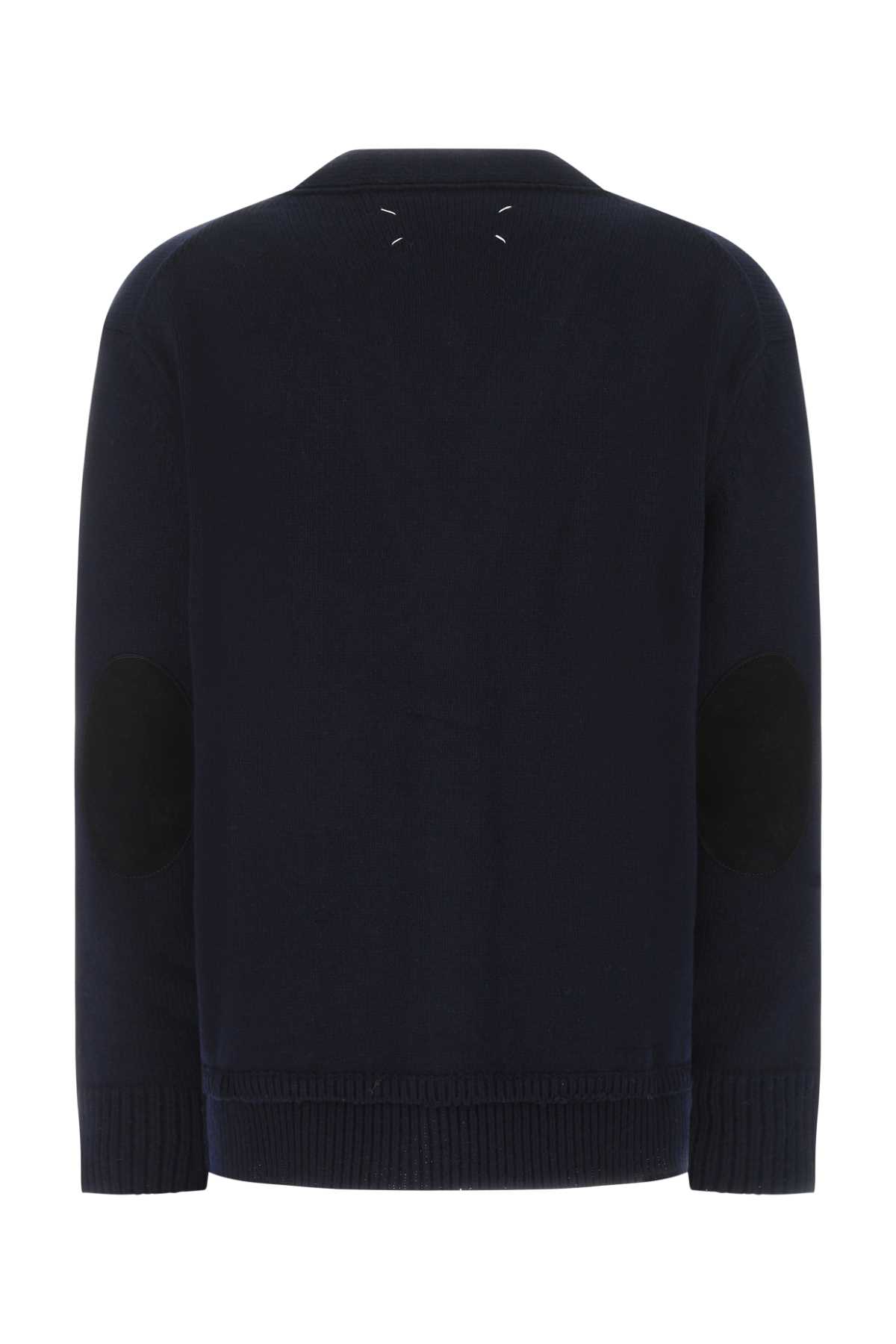 Shop Maison Margiela Blue Wool Blend Oversize Cardigan In 511f