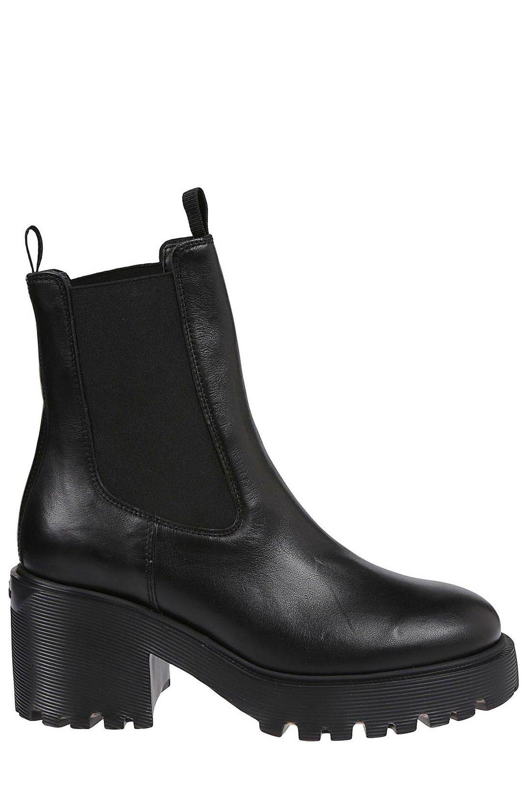 Shop Hogan Round-toe Slip-on Ankle Boots In Black