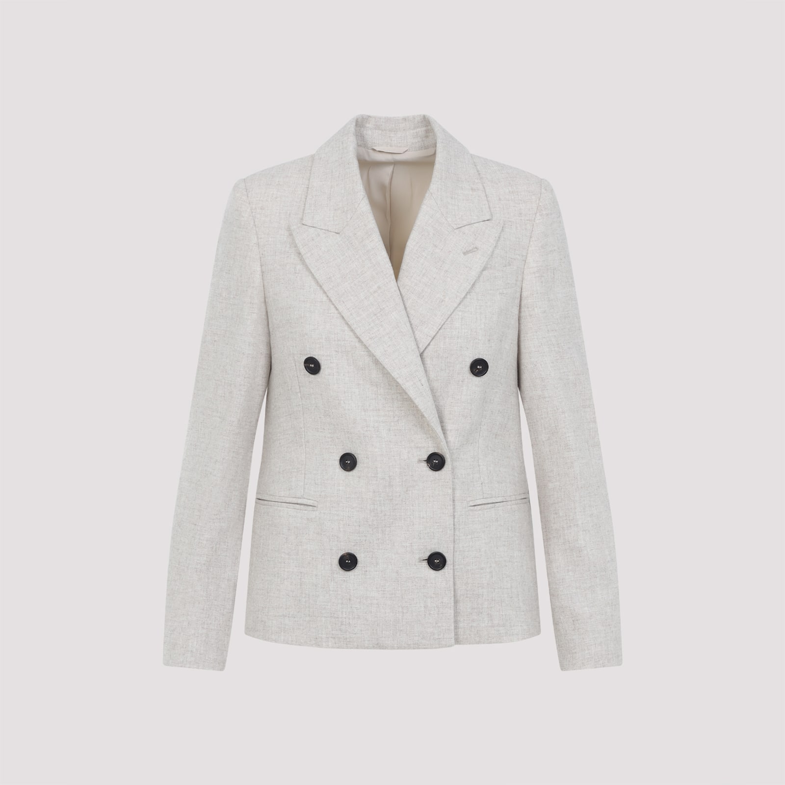 Brunello Cucinelli Double Breasted Wool And Cashmere Jacket In Green