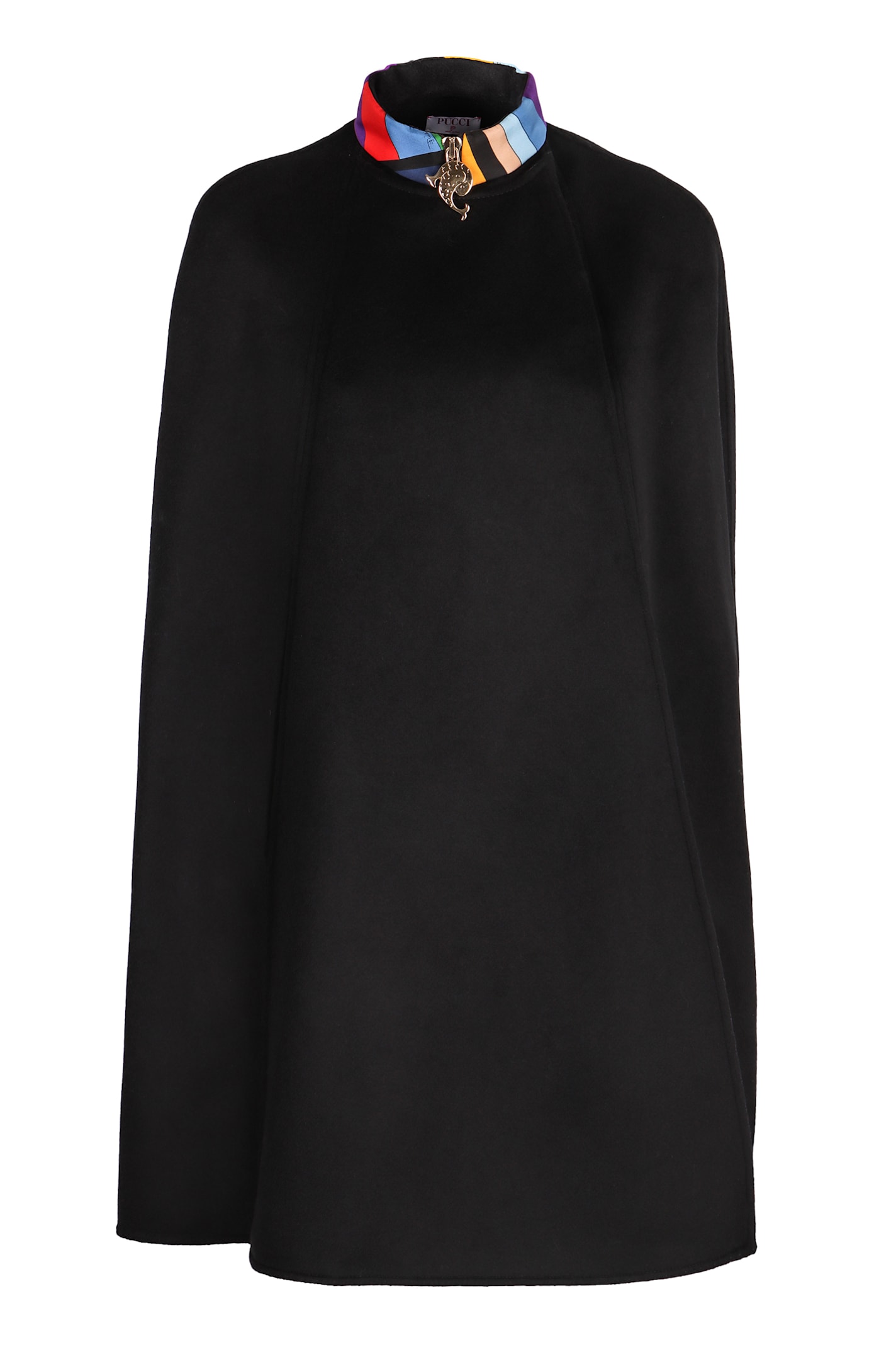 Shop Pucci Wool Cape In Black