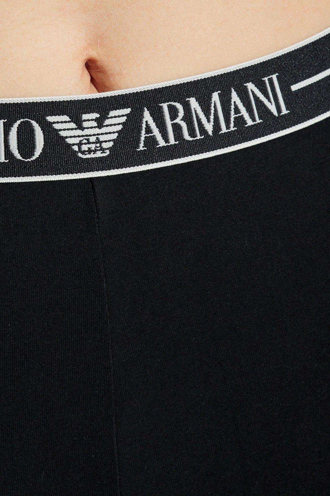 Emporio Armani Asv Organic-cotton Biker Shorts With Logo Waistband In Black