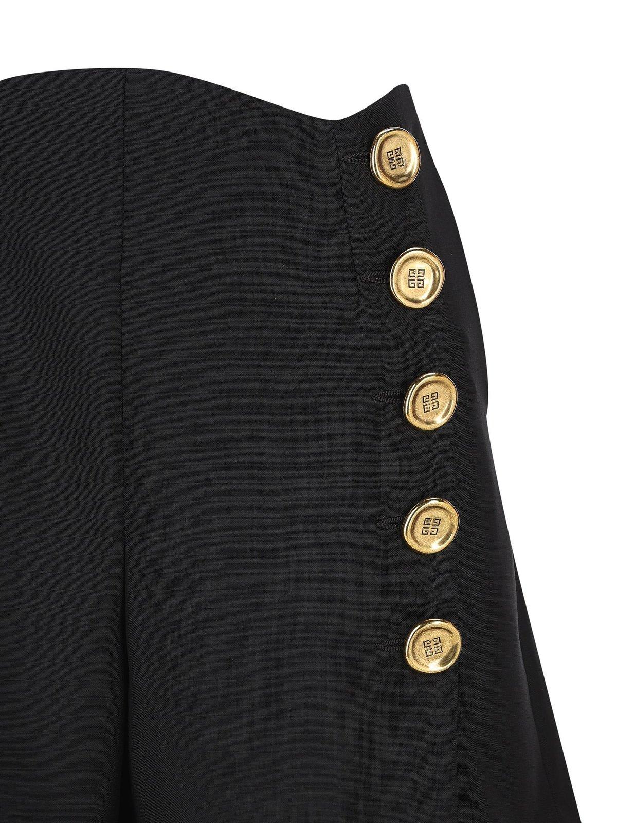Givenchy Shorts In Wool And Mohair With Buttons In Nero
