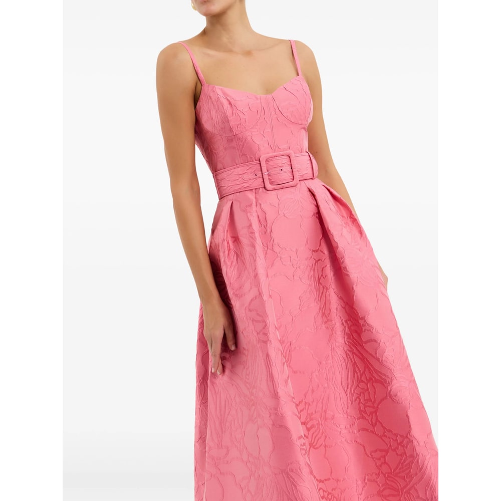 Rebecca Vallance Midi Dress With Floral Embossing In Pink