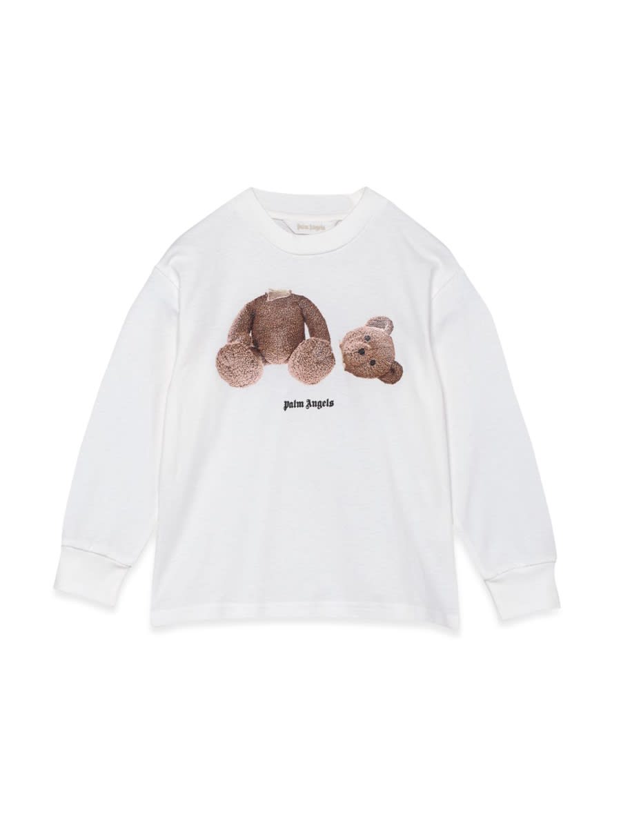 Palm Angels Kids'  Bear Ls Tee In White