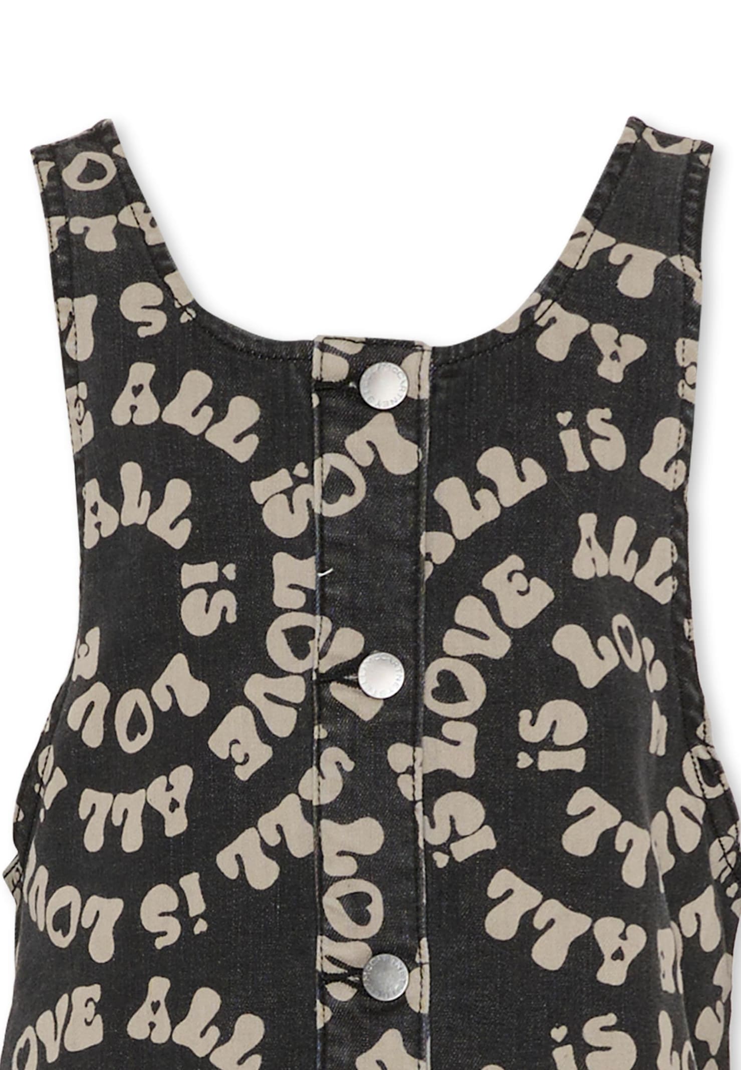 Stella Mccartney Black Pinafore Dress With All-over Print For Girl In Black