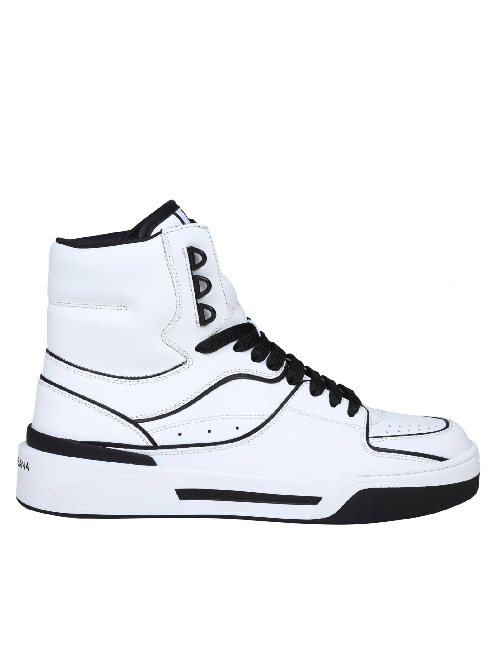 Dolce & Gabbana High Sneakers In Black And White Nappa