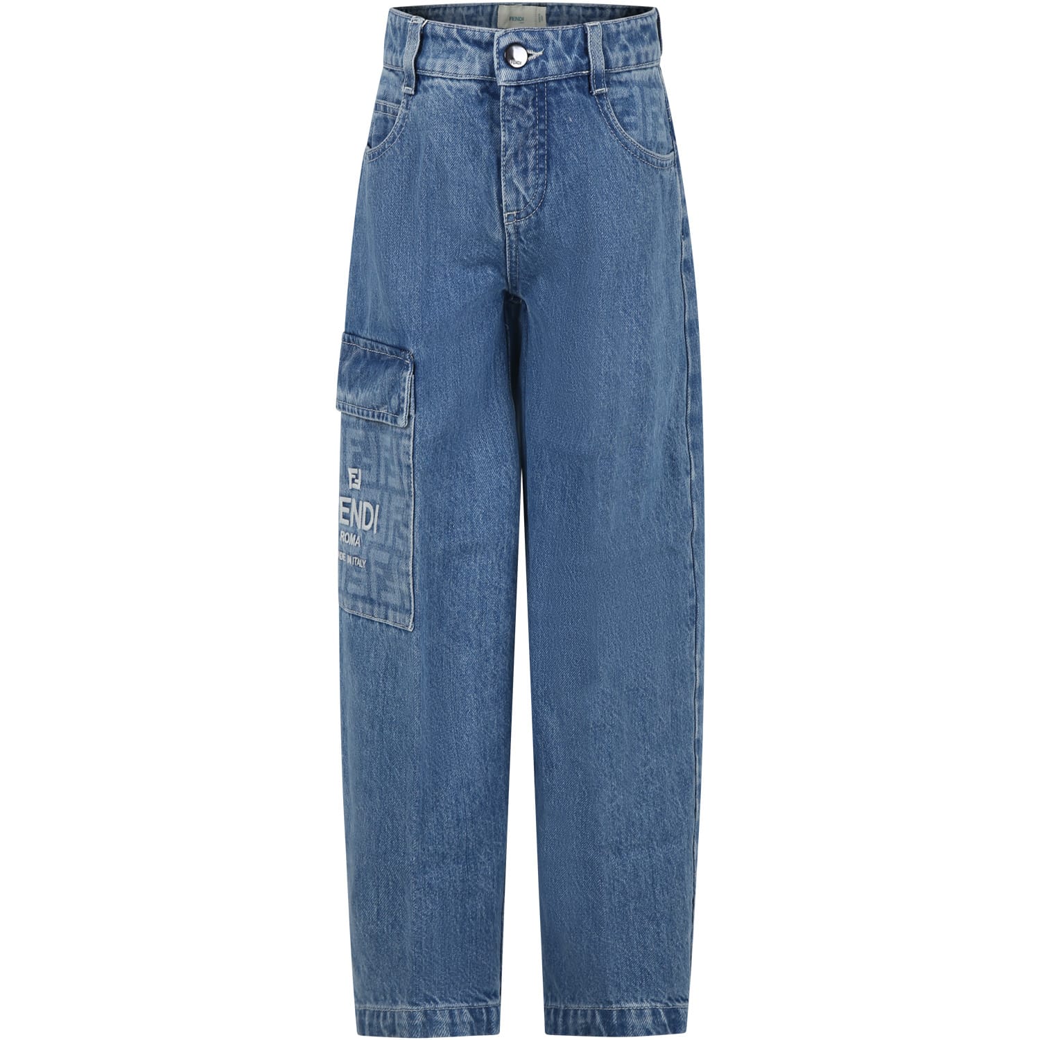 Fendi Blue Jeans For Kids With Ff