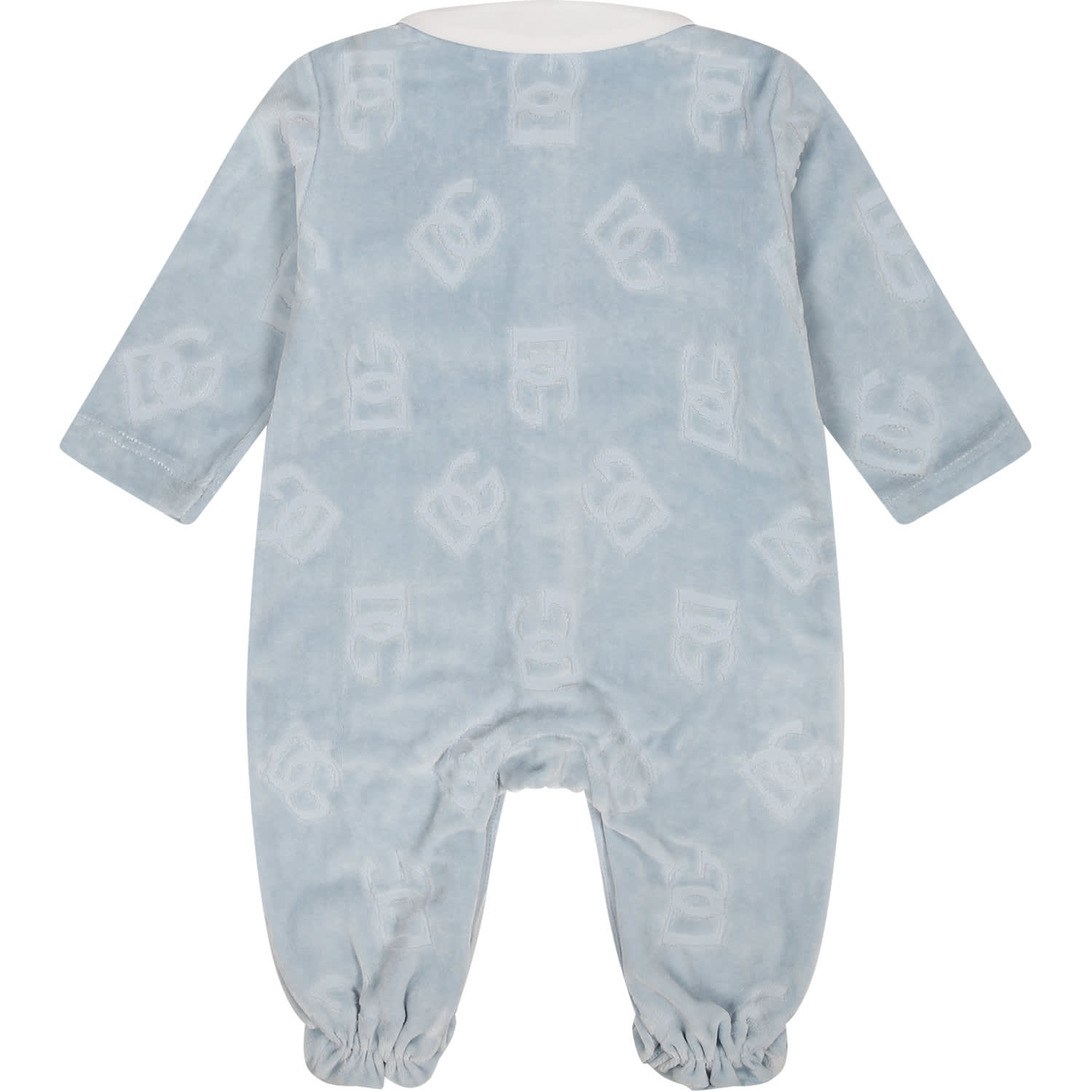 Shop Dolce & Gabbana Light Blue Babygrow For Baby Boy With Logo