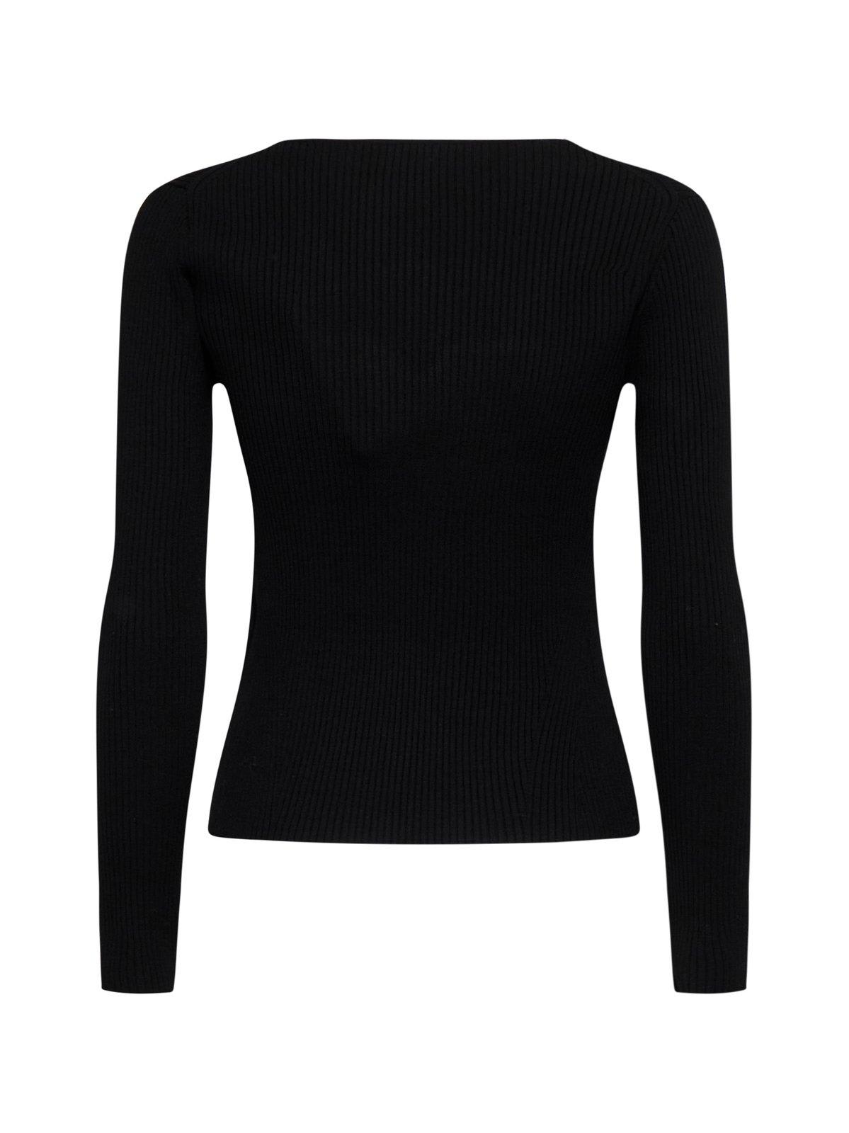 Shop P.a.r.o.s.h Romy Square-neck Jumper In Black