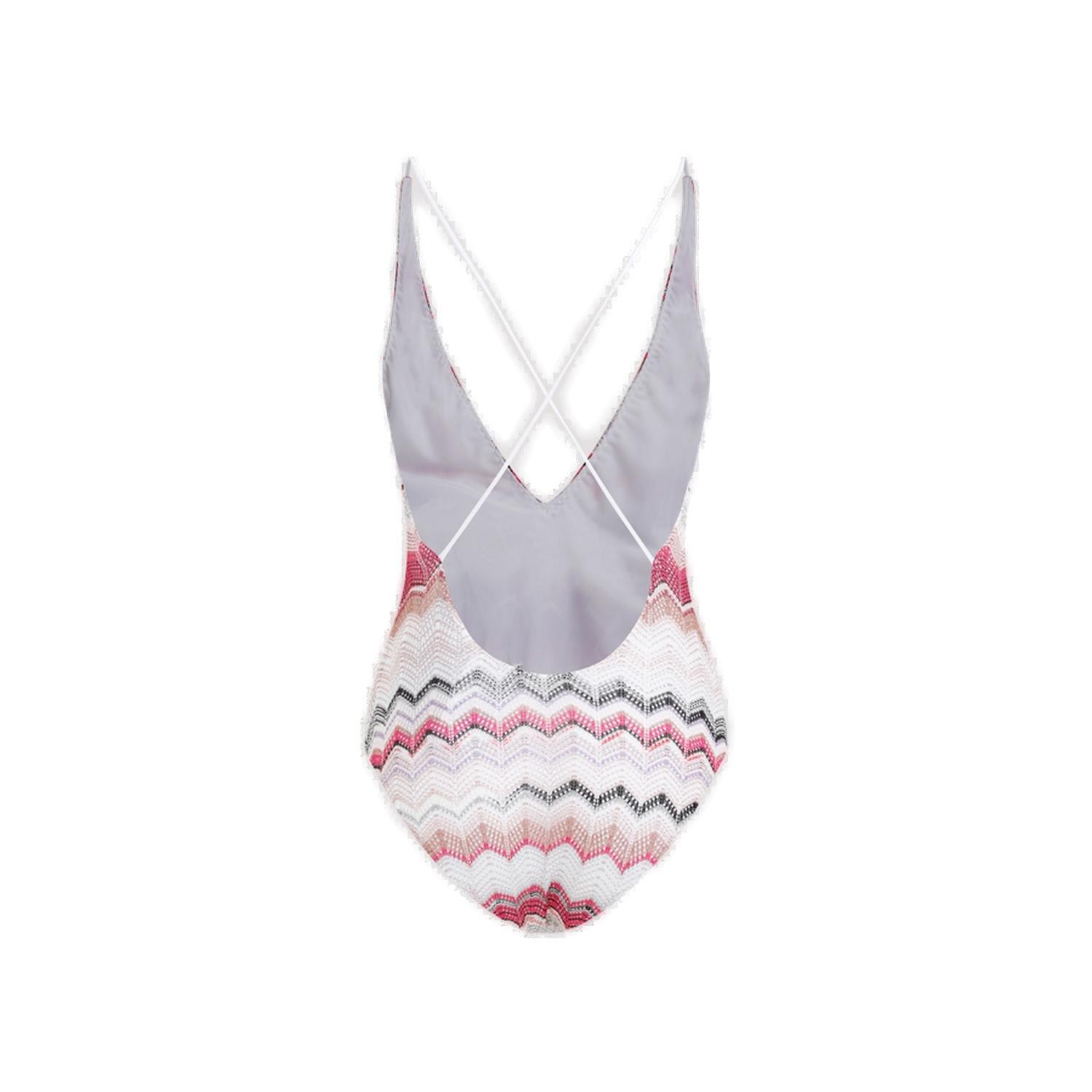 Shop Missoni V-neck Sleeveless Swimsuit In Pink