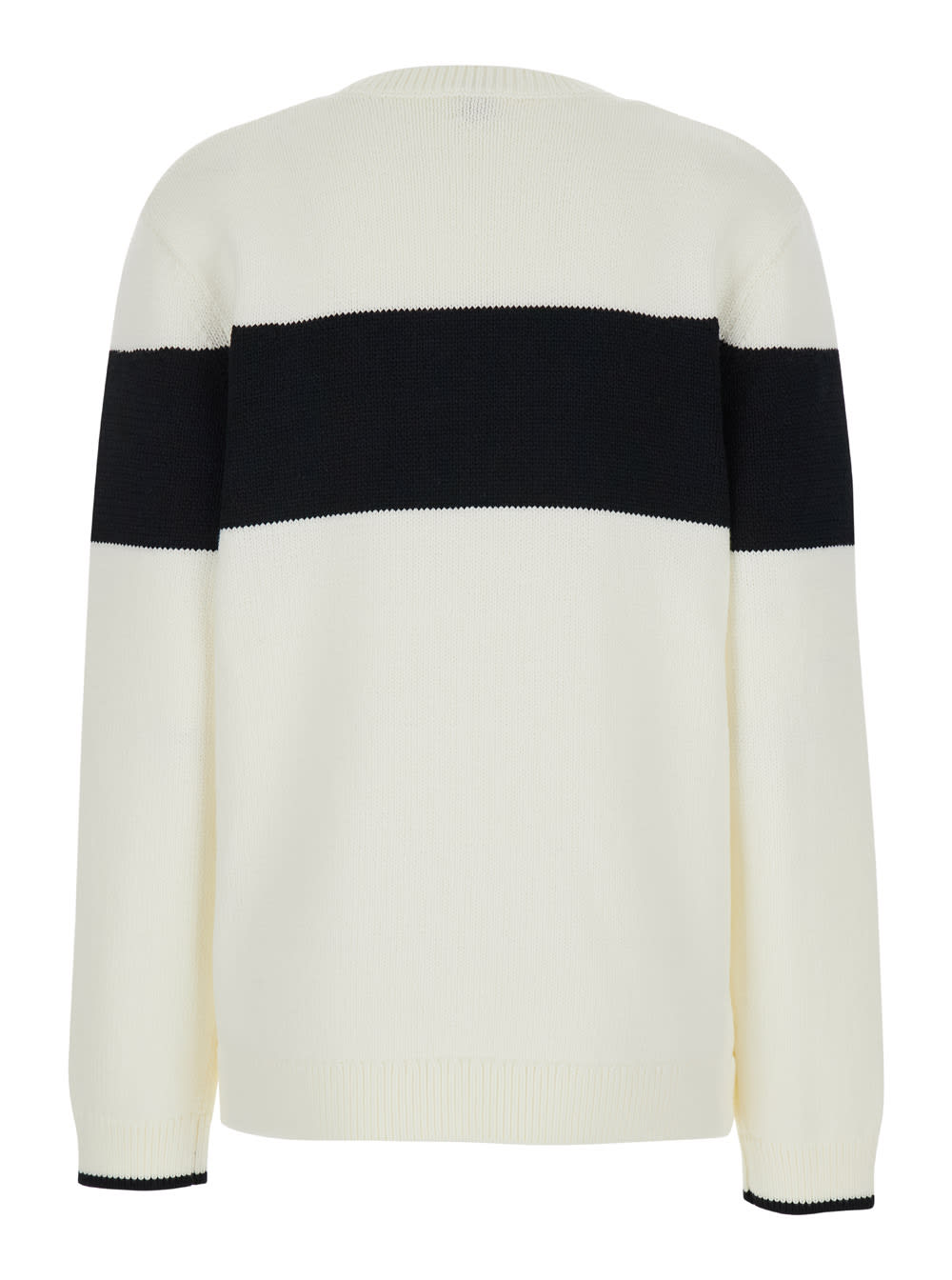 Shop Totême White Sweater With Contrasting Stripe In Cotton Blend Woman