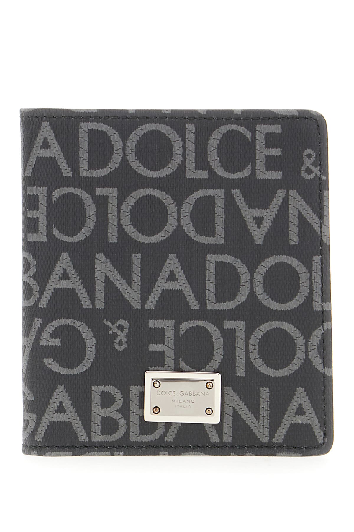 Dolce & Gabbana Printed Fabric Wallet In Nero Grigio