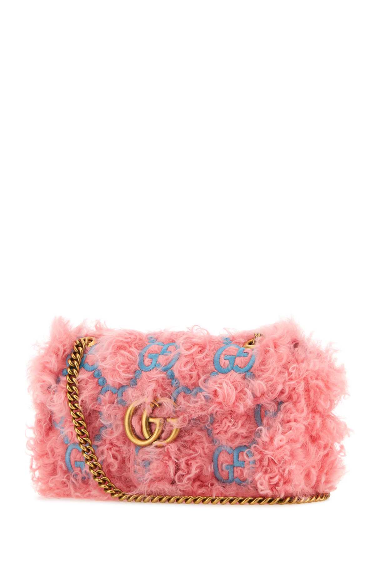 Shop Gucci Embroidered Fabric Small Gg Marmont Shoulder Bag In Lotuspicebblpi