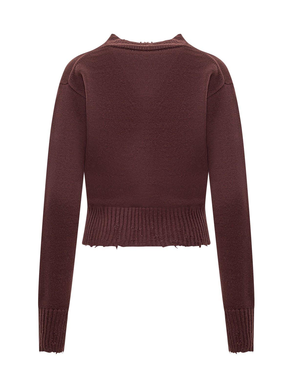 Shop Stella Mccartney V-neck Distressed Jumper In Bordeaux