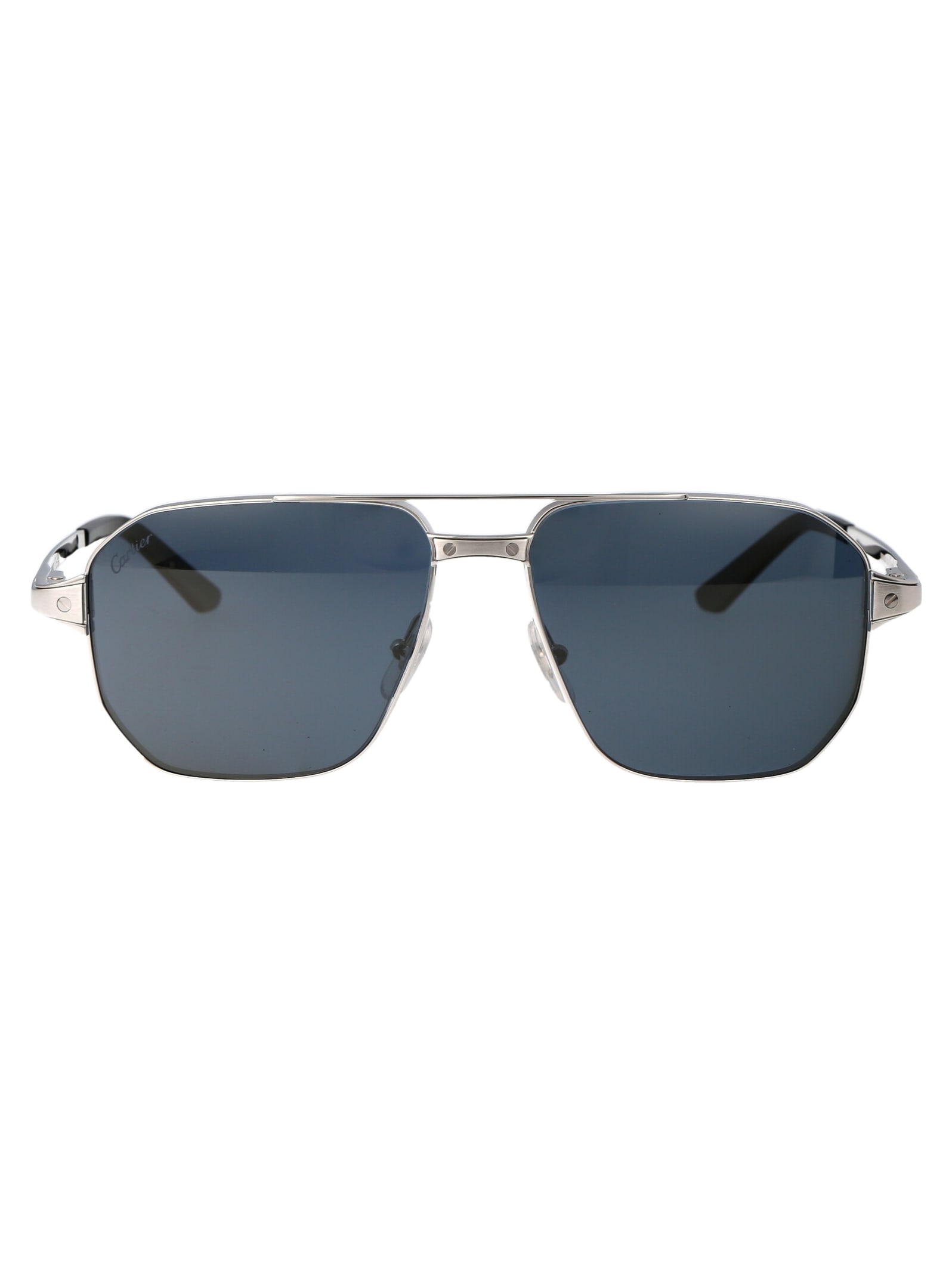 Shop Cartier Ct0424s Sunglasses In 004 Silver Silver Blue