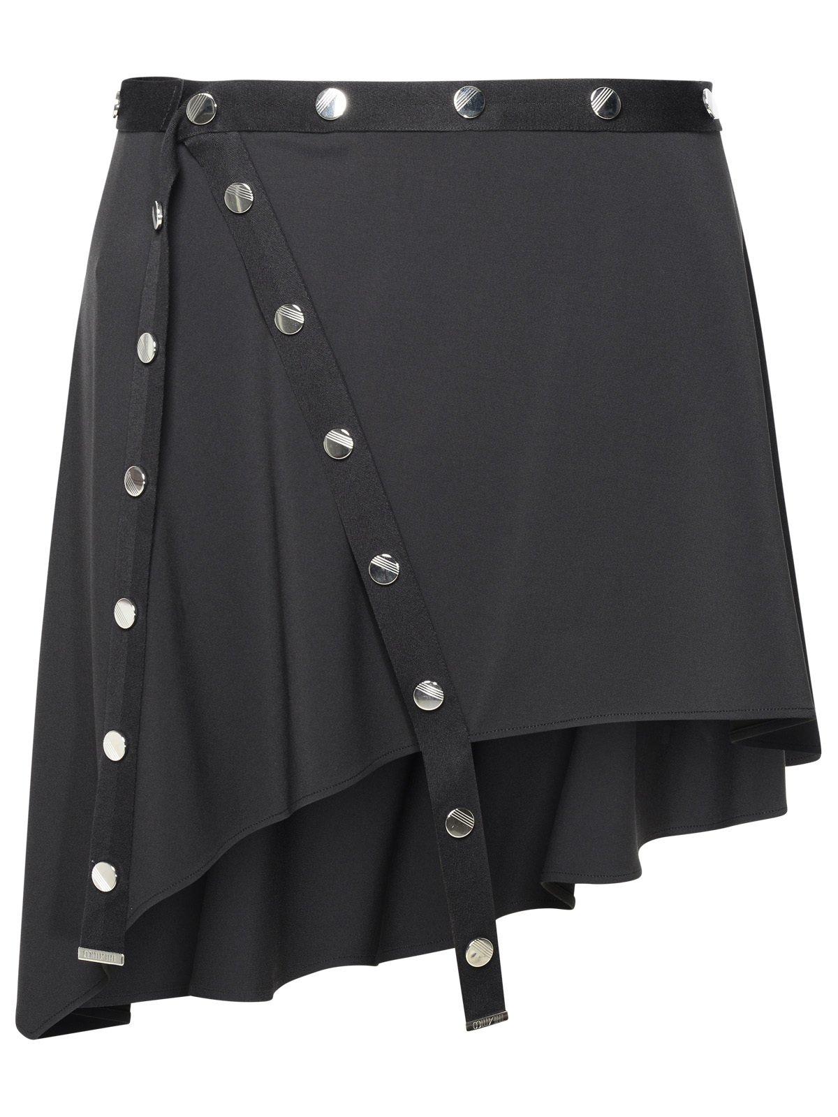 Asymmetric Stud-embellished Mini Skirt