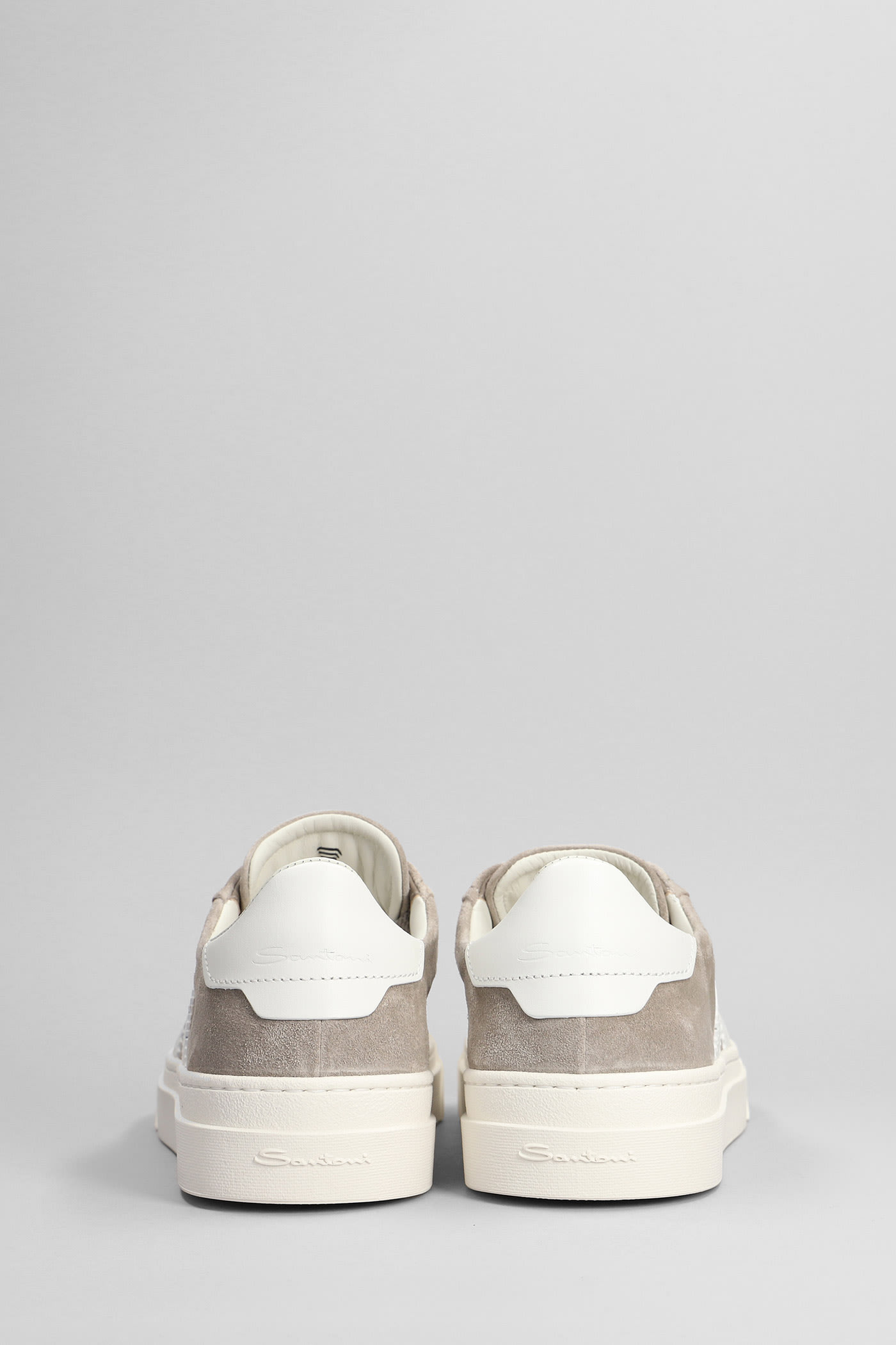 Shop Santoni Dbs1 Sneakers In Taupe Suede