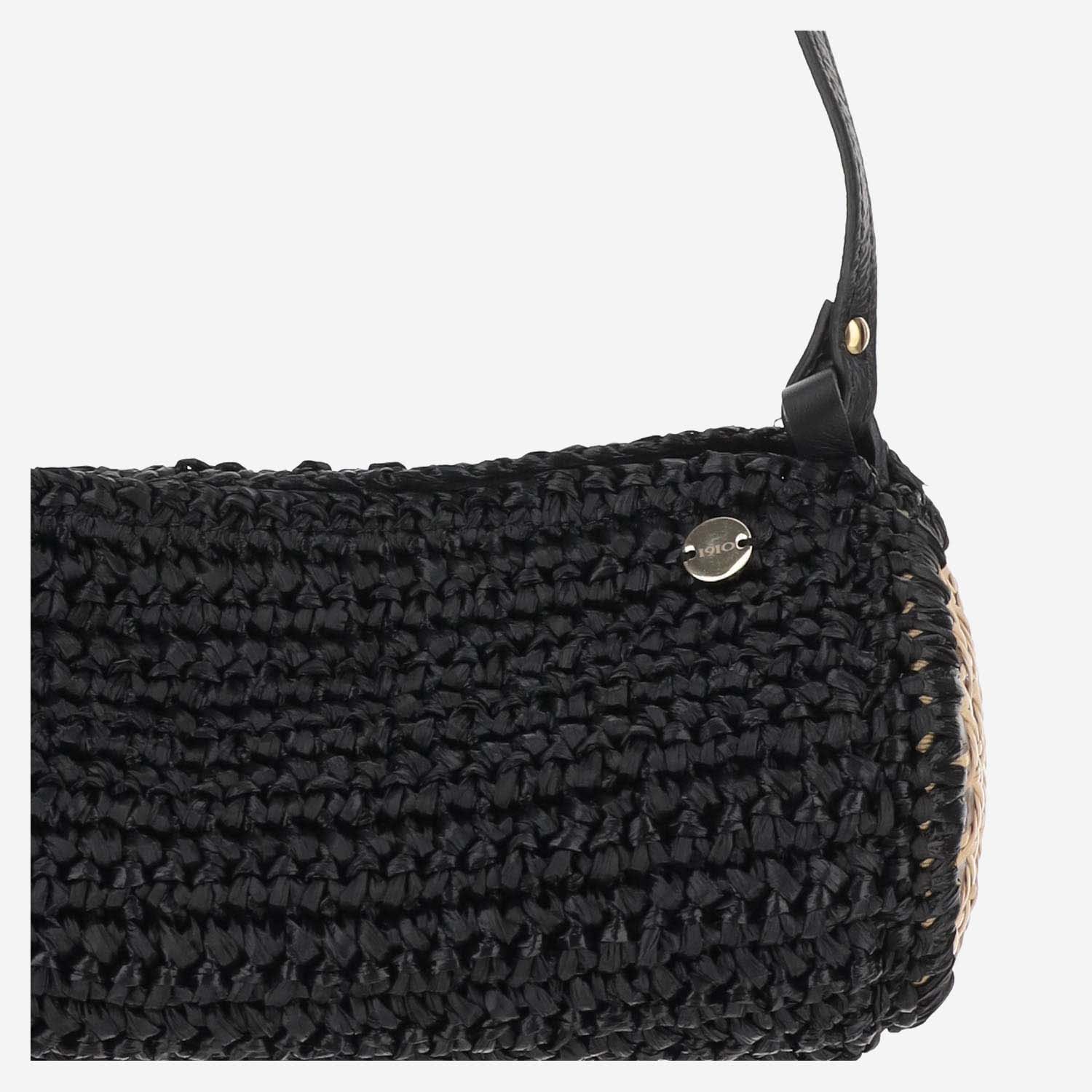 Shop Filippo Catarzi Viscose And Straw Blend Bag In Black